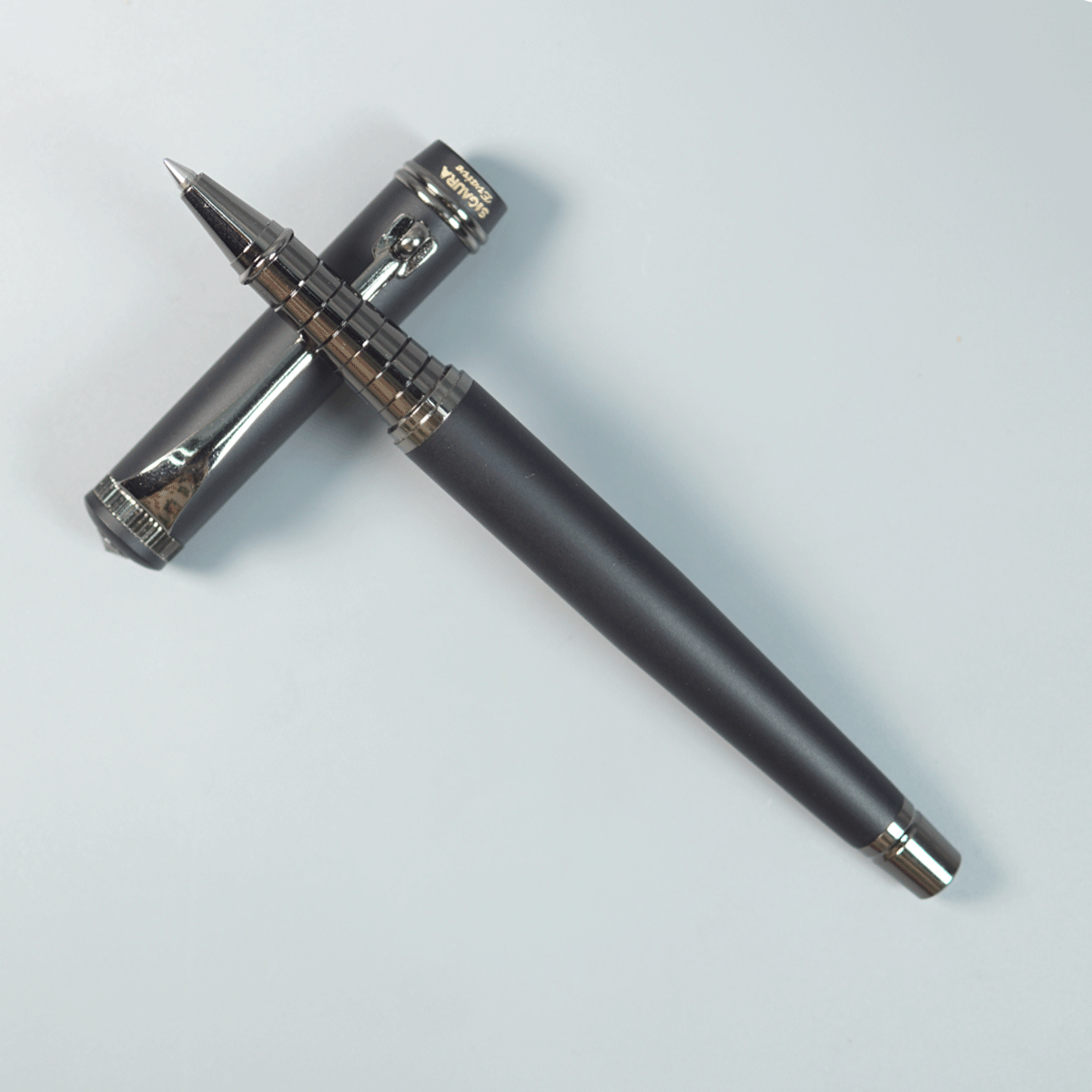 Sigaura Matte Black Color Body With Gun Metal Color Clip And Roller Ball Pen SKU 29067