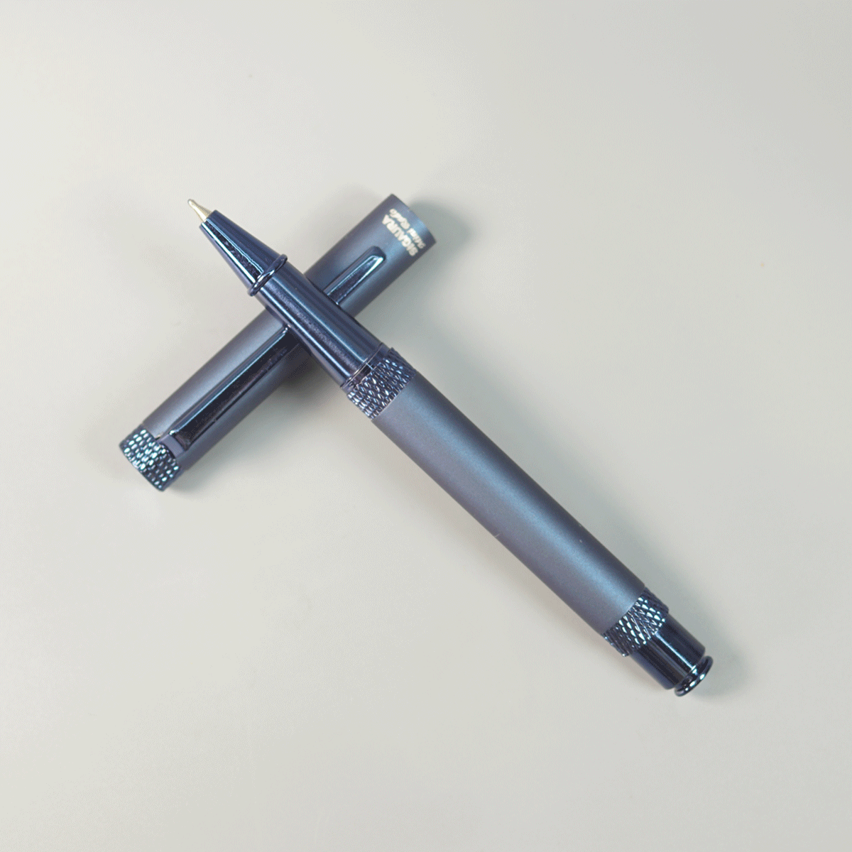 Sigaura Mini Rado Blue Color Body With Designed Trim And Cap Type Ball Pen SKU 29075