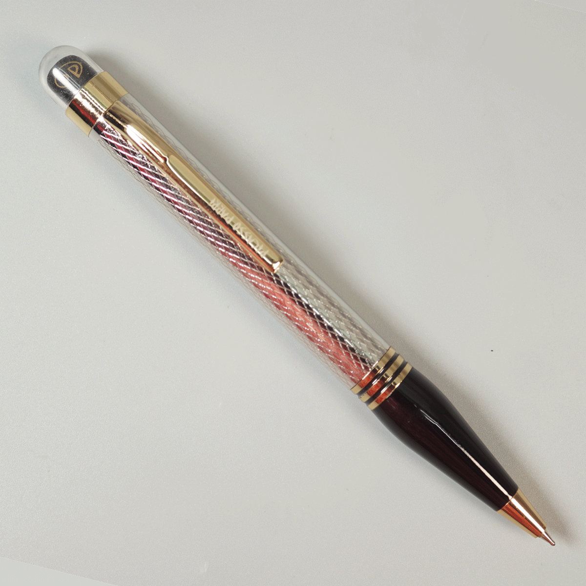 Picasso Parri Silver Color Body With Black Color Grip And Gold Clip Twist Type Ball Pen SKU 29128