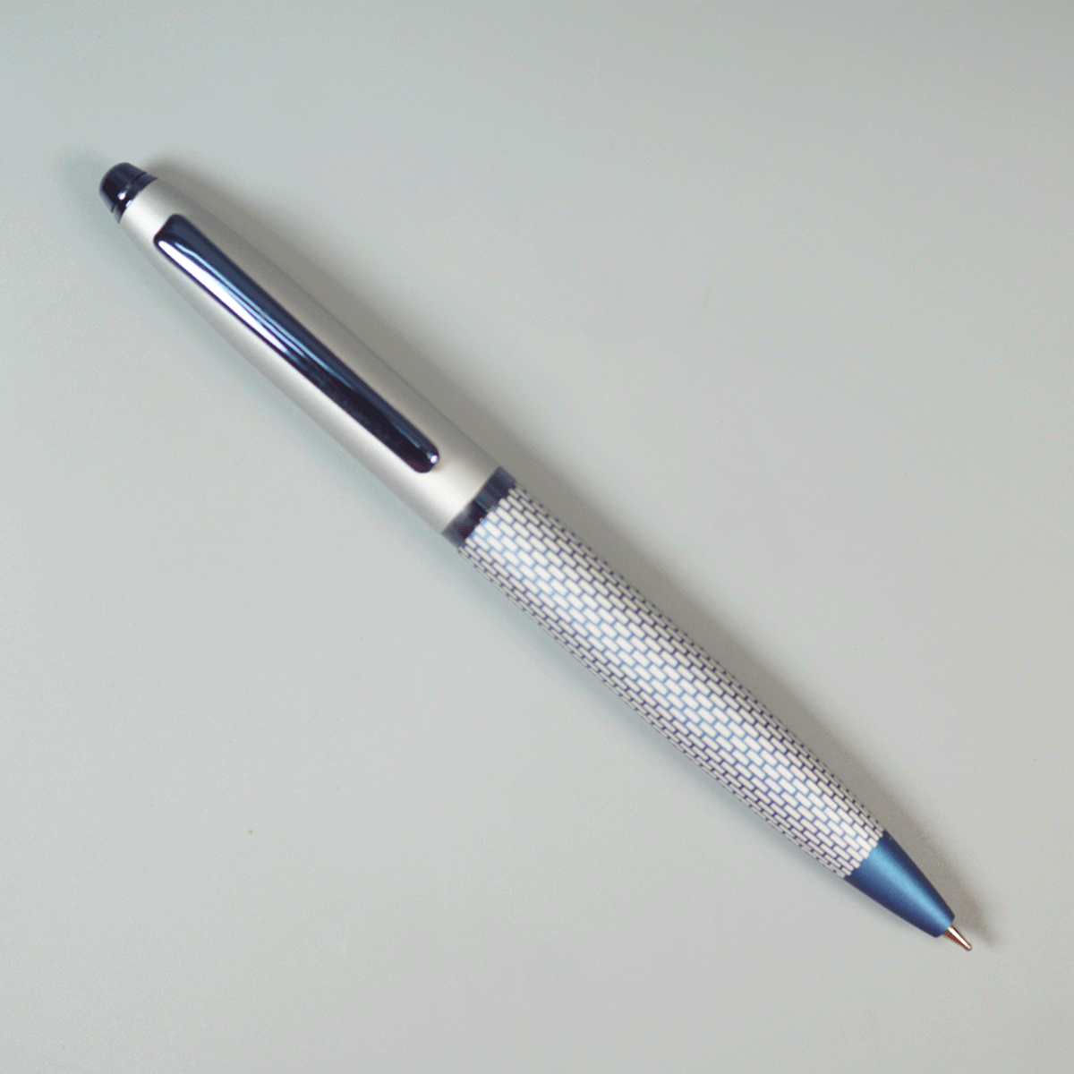 penhouse.in Pens Blue Color Checked Line On Body With Blue Clip And Twist Type Ball Pen SKU 29129