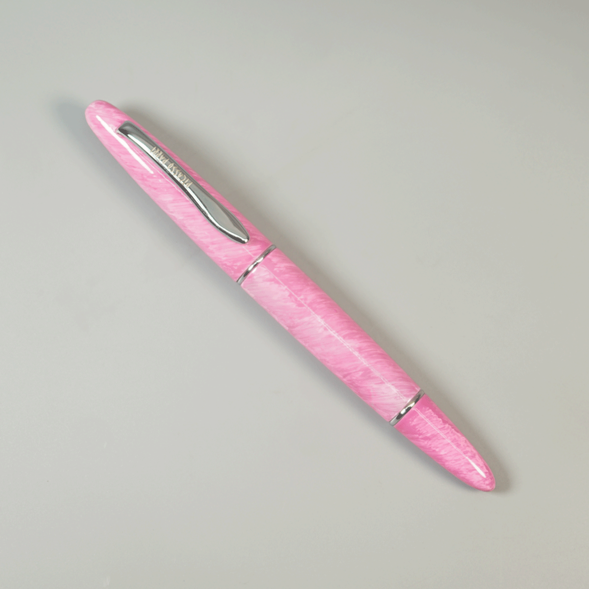 Picasso Parri Pink Color Rippled Designed With Silver Clip And Roller Ball Pen SKU 29135