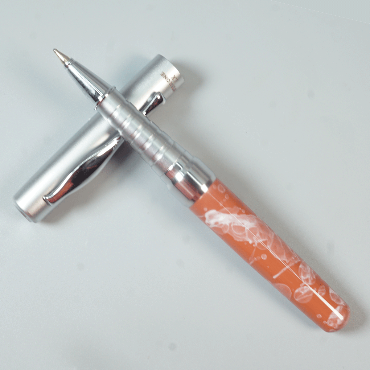 Star One LX Short Brown Color Marble Designed With Silver Cap Type Ball Pen SKU 29147