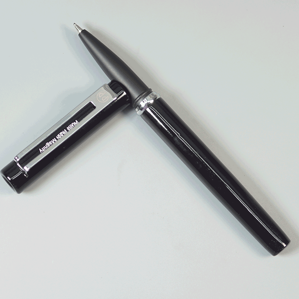 Picasso Parri Magnify Glossy Full Black Color Body With Black Grip And Silver Clip Fine Tip Ball Pen SKU 29148