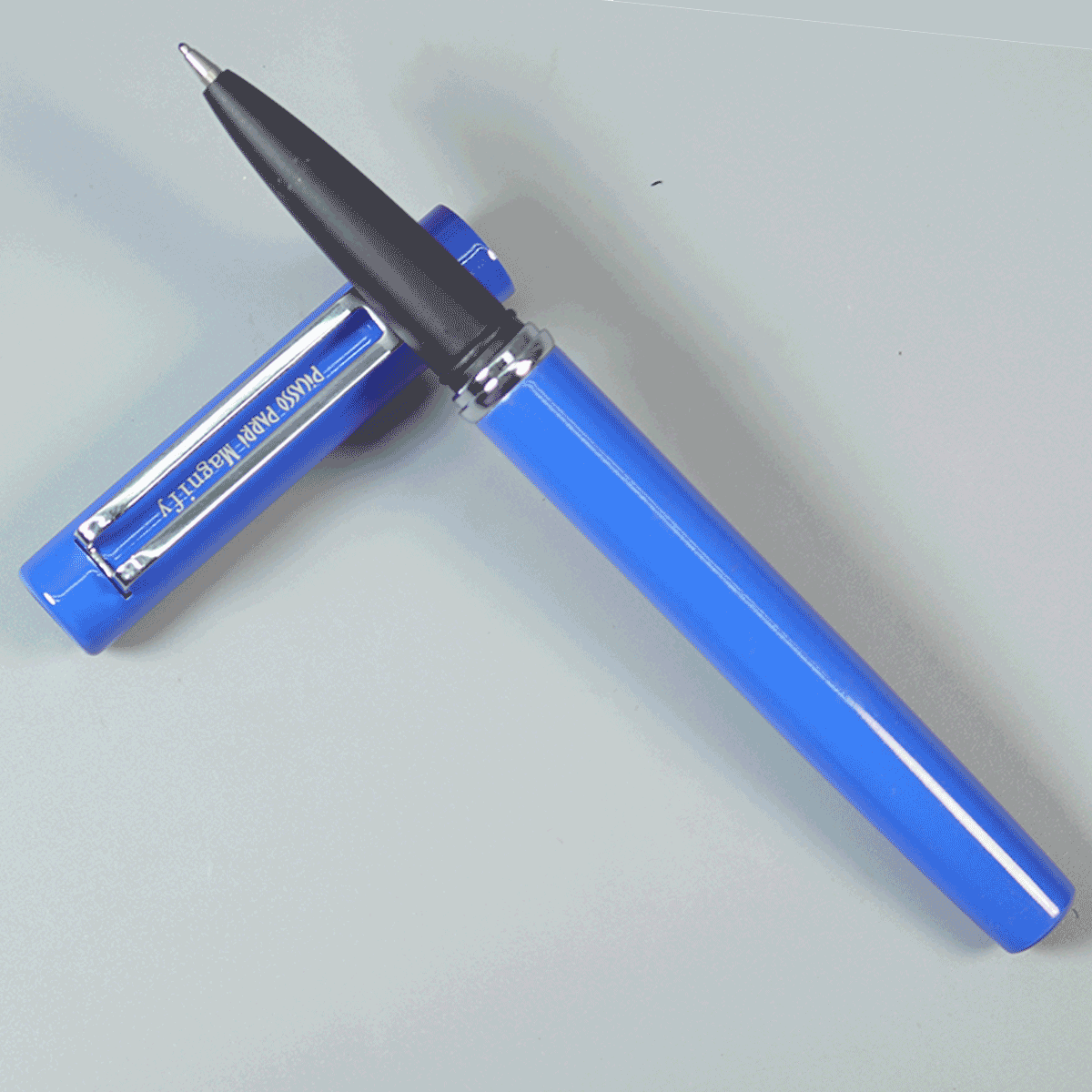 Picasso Parri Magnify Glossy Full Blue Color Body With Black Grip And Silver Clip Fine Tip Ball Pen SKU 29149