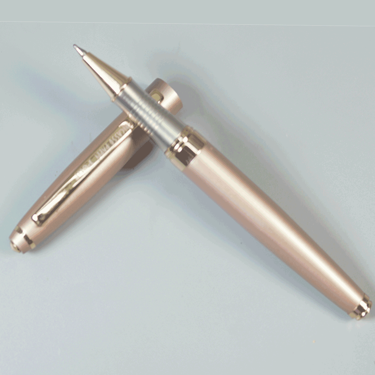 Picasso Parri Petit Light Pink Color Body Bambalio Metallic With Gold Grip And Gold Clip With Light Pink Cap Fine Tip Ball Pen SKU 29166
