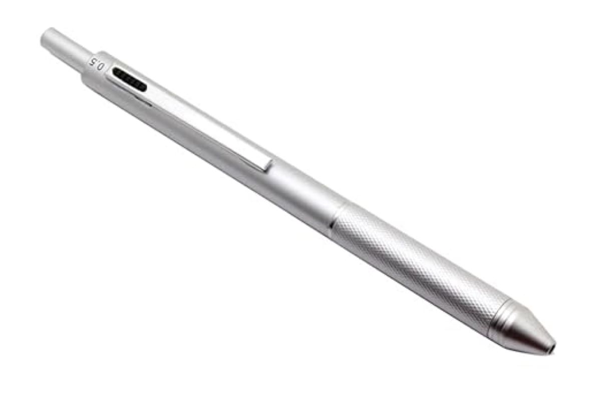 Penhouse Model : 17489 Mat Finish White Color Body With Three Color Writing Click Type Ball Pen With 0.5mm Pencil