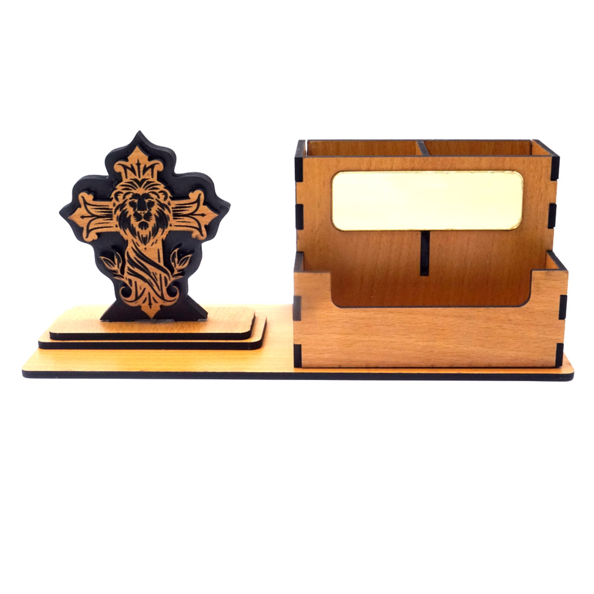Penhouse.in Custmoized MDF Lion Cross Design card and pen holder SKU MPS096032