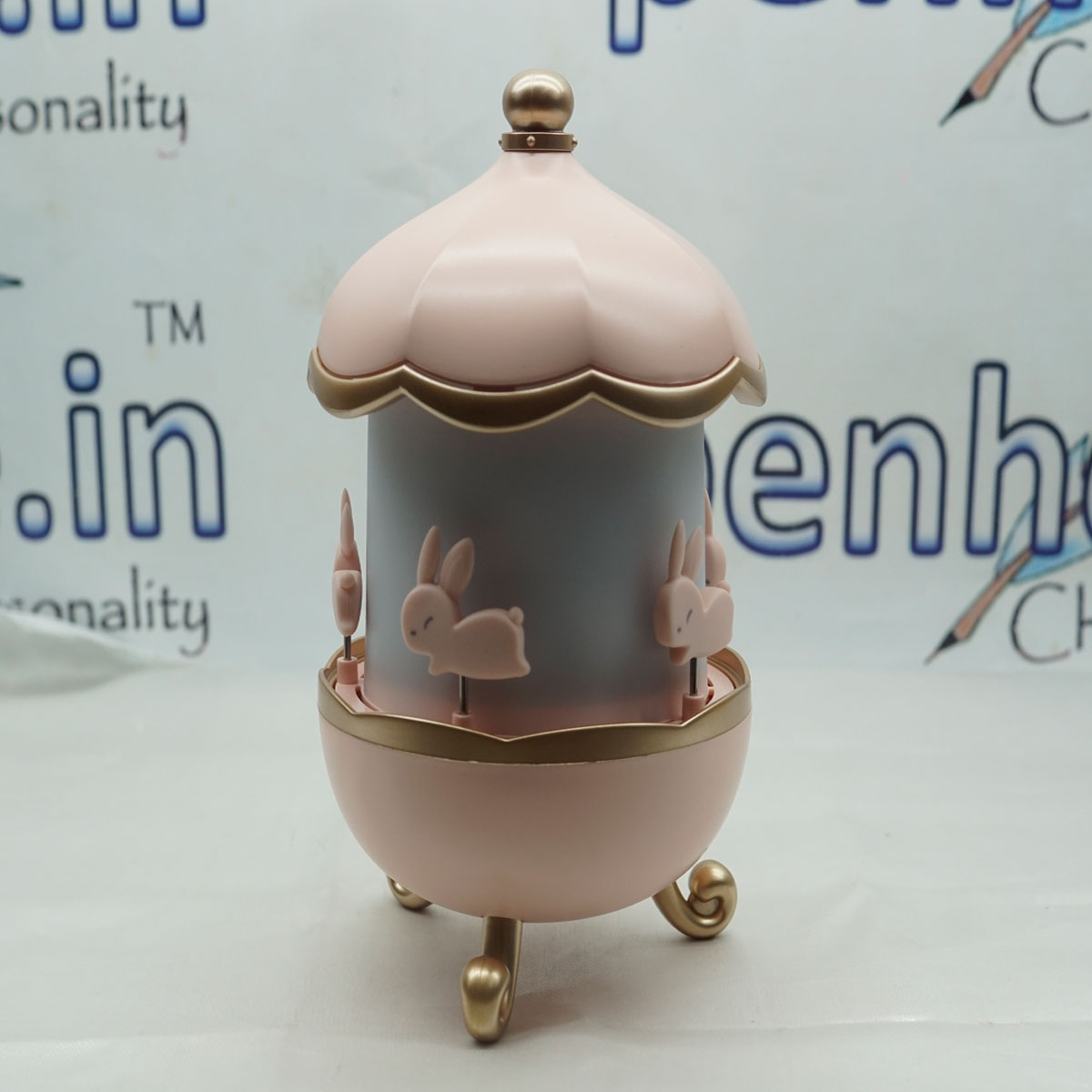 penhouse.in Bunny Carousel Night Light Projector Pink Color Rechargeable Starry Sky Series SKU 51728