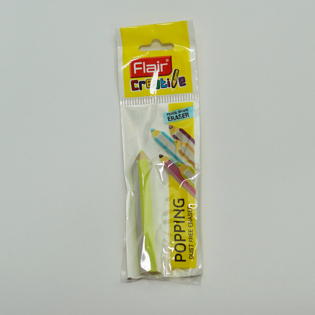 Flair Creative Popping Light Green With White Color Pencil Shape Eraser
