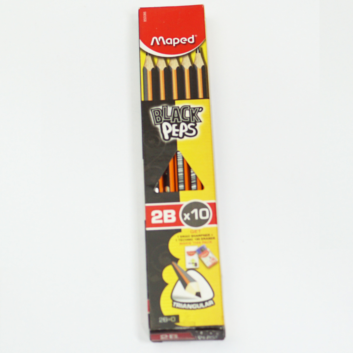 Maped 850086 Black Peps 2B Tip Orange And Black Color Body With  Sharpner And Eraser 10 Pencil Set SKU 50066