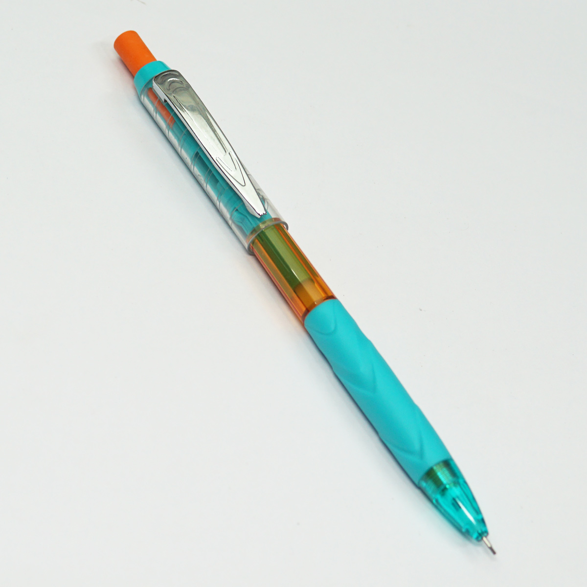 Pentel Q-Erase QE427 0.7mm Tip Green Color Body With Jumbo Eraser Ribbed Grip Silver Clip Click Type Mechanical Pencil 50077