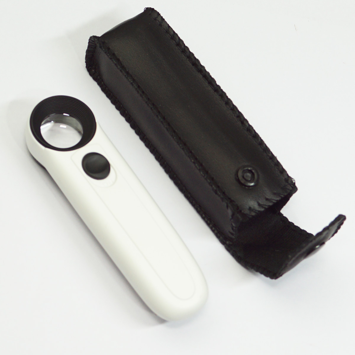 penhouse.in Hand-Hold Magnifier(Exclamation Mark Type) With Diameter 21mm Multiple 40X  White Color With 2 Led Light SKU 50105