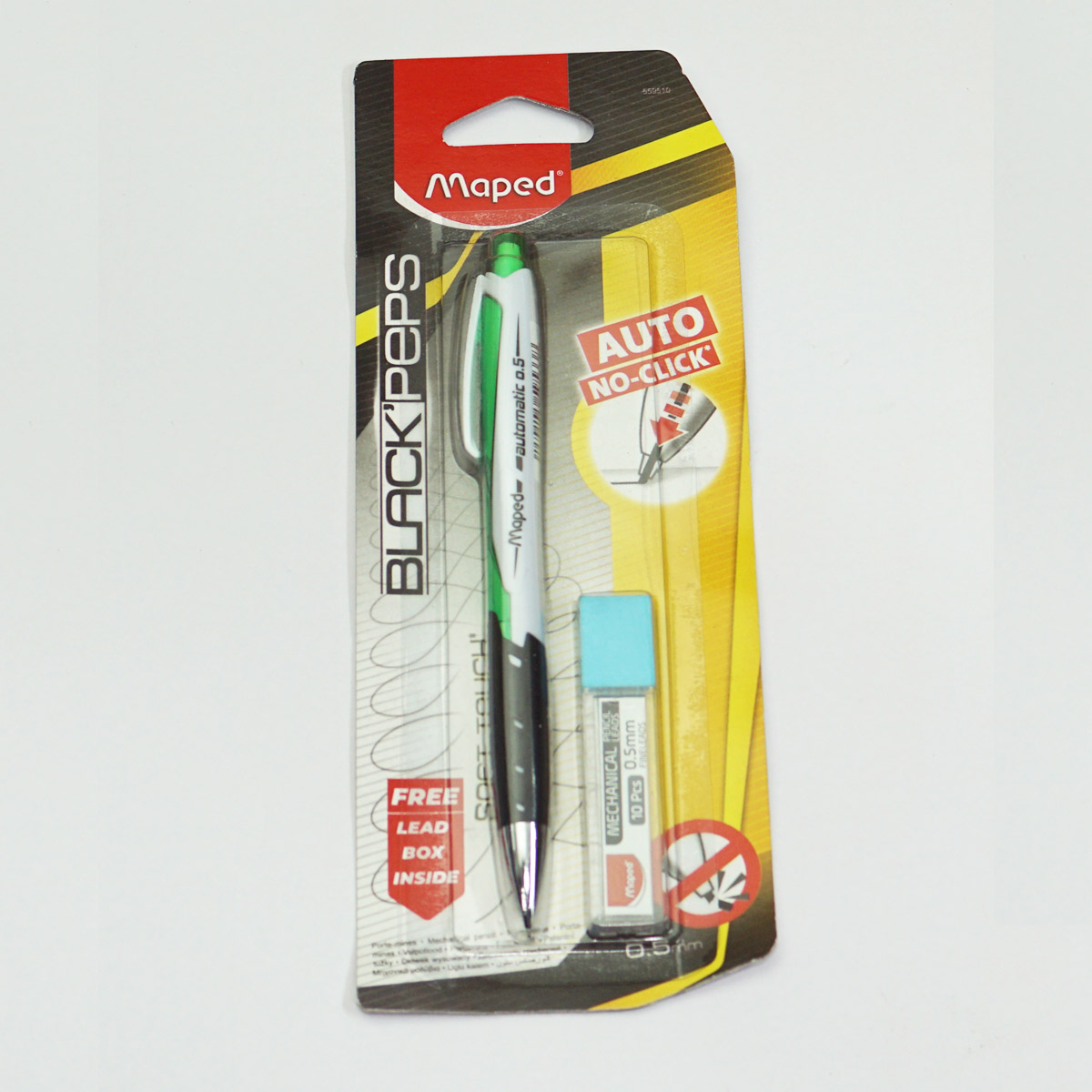 Maped 559510 Black Peps Green Color Body With 0.5 Fine Auto No-Click Mechanical Pencil With One Lead Box SKU 50108