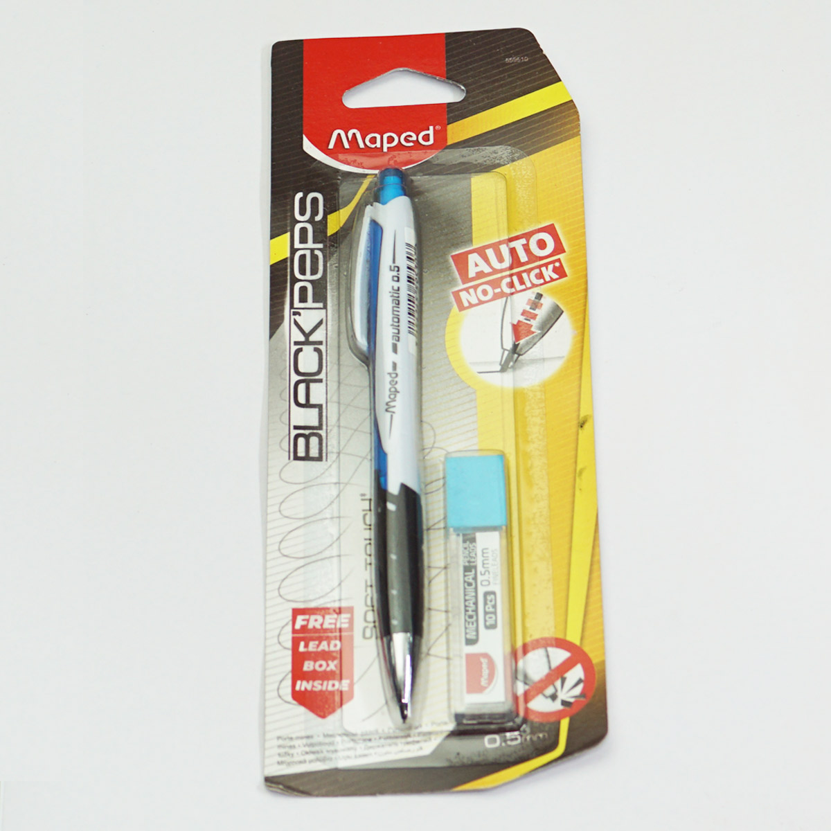 Maped 559510 Black Peps Blue Color Body With 0.5 Fine Auto No-Click Mechanical Pencil With One Lead Box SKU 50110