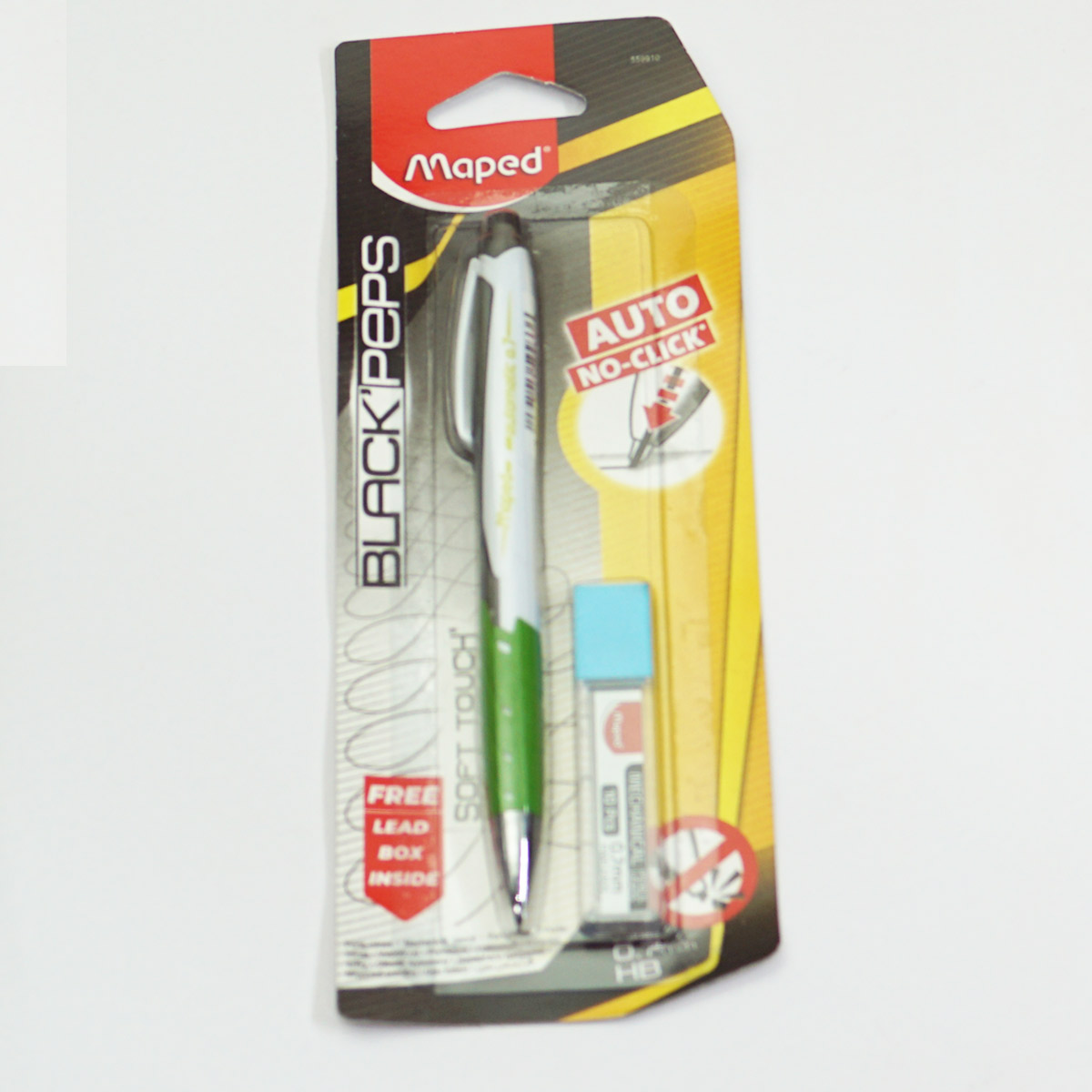 Maped 559910 Black Peps Green  Color Body With 0.7 Fine Auto No-Click Mechanical Pencil With One Lead Box SKU 50111