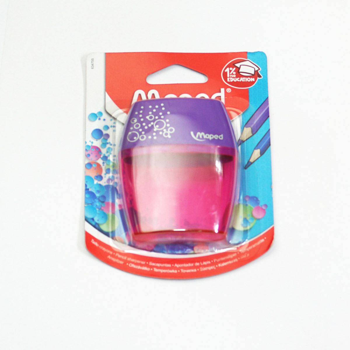 Maped 634755 Shaker Pink Color With 2 Holes Jumbo And Standerd Dust Collector Pencil Sharpener SKU 50123