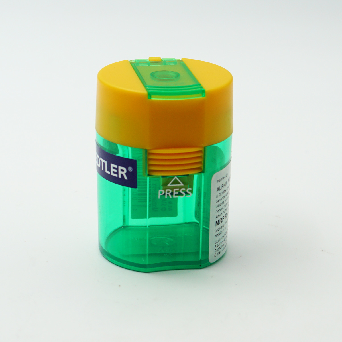 Staedtler 511006 Yellow Cap With Green Transparent Body Box Type Sharpner SKU 50156