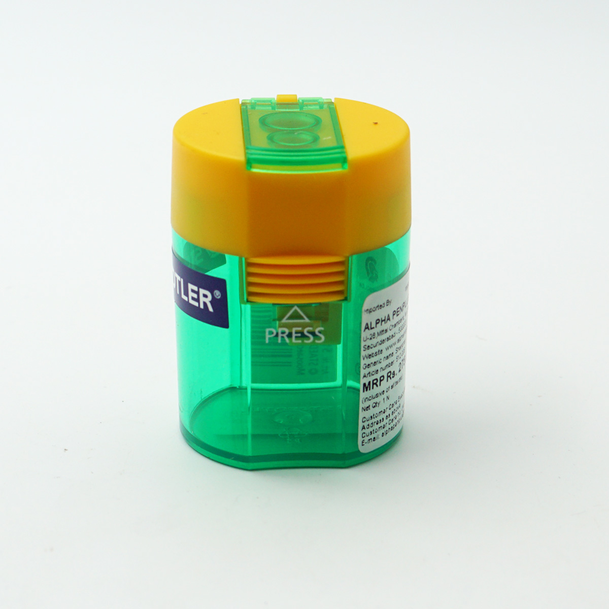 Staedtler 512006 Yellow Cap With Green Transparent Body Box Type Sharpner SKU 50162