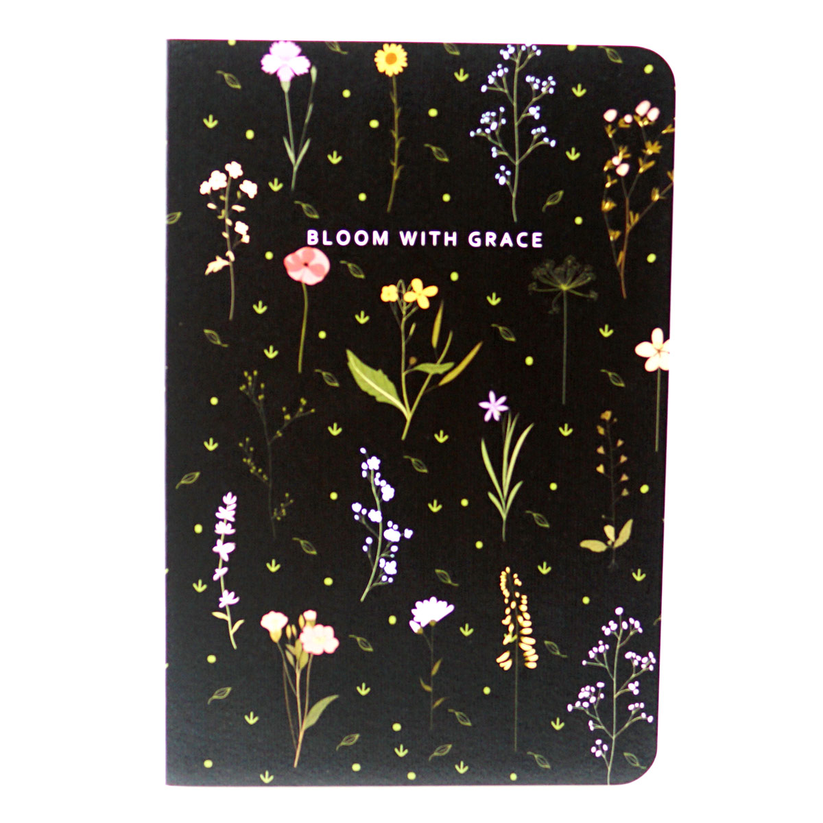 Factor A5 Black Color Blossom with Bloom Design Soft Bound Ruled Notebook 90 GSM With 160 Pages SKU 50186