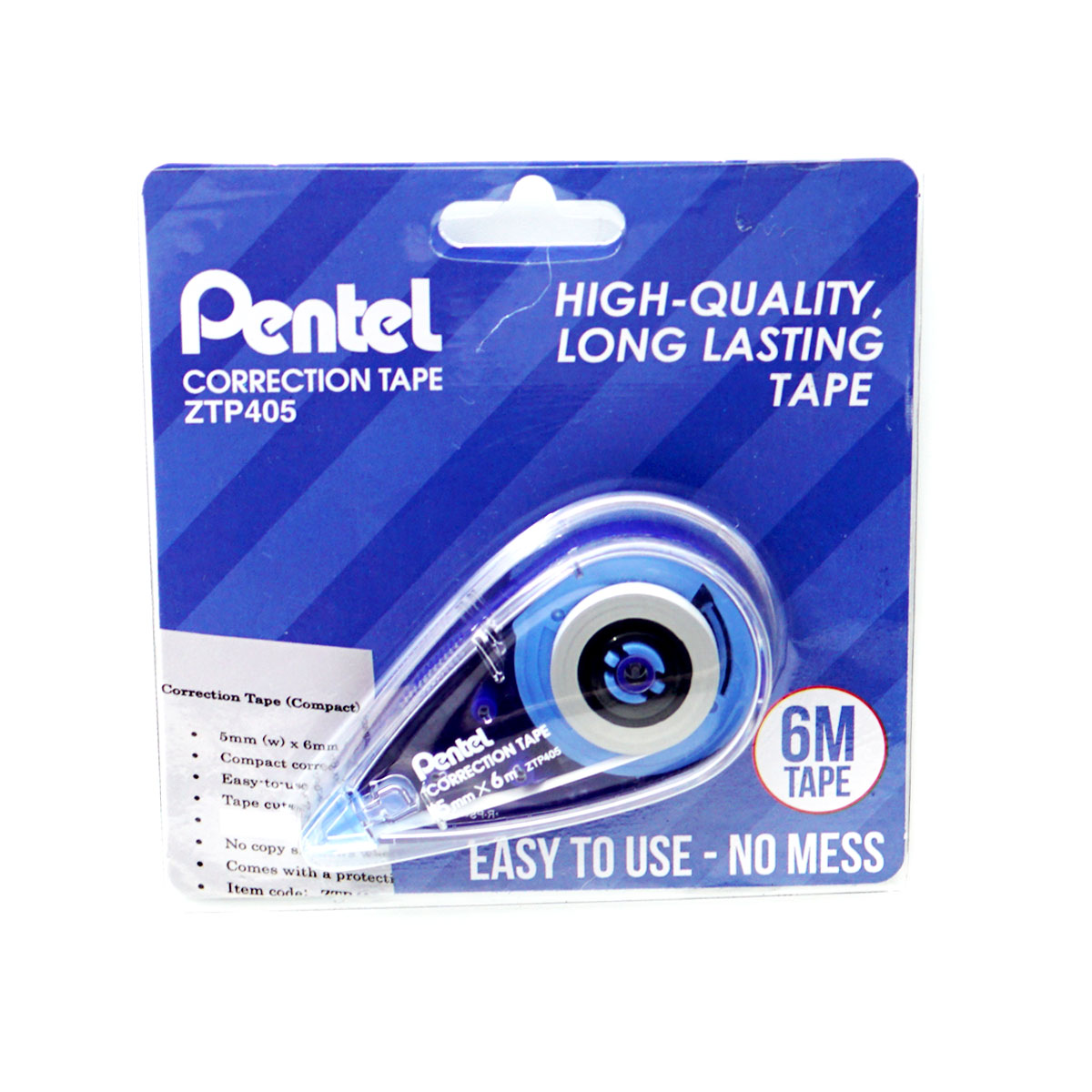 Pentel ZTP405 Blue Color 6.0mm Correction Tape  SKU 50189