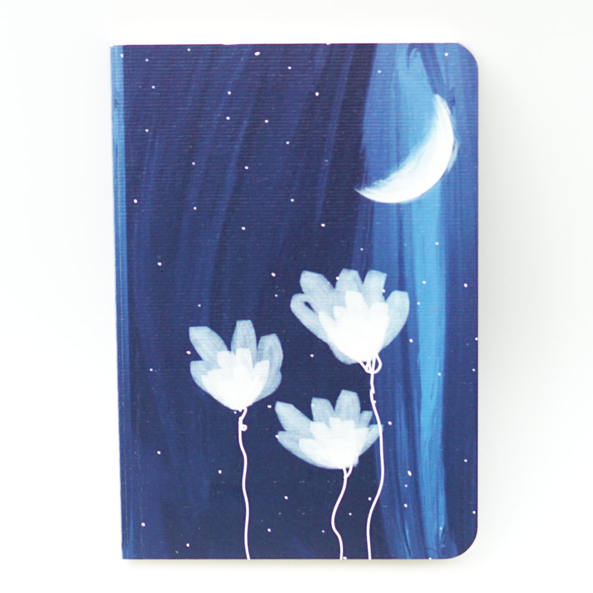 Factor A6 Blue Color with Moon and Flower Design Soft Bound Ruled Notebook 100 GSM With 144 Pages SKU 50215