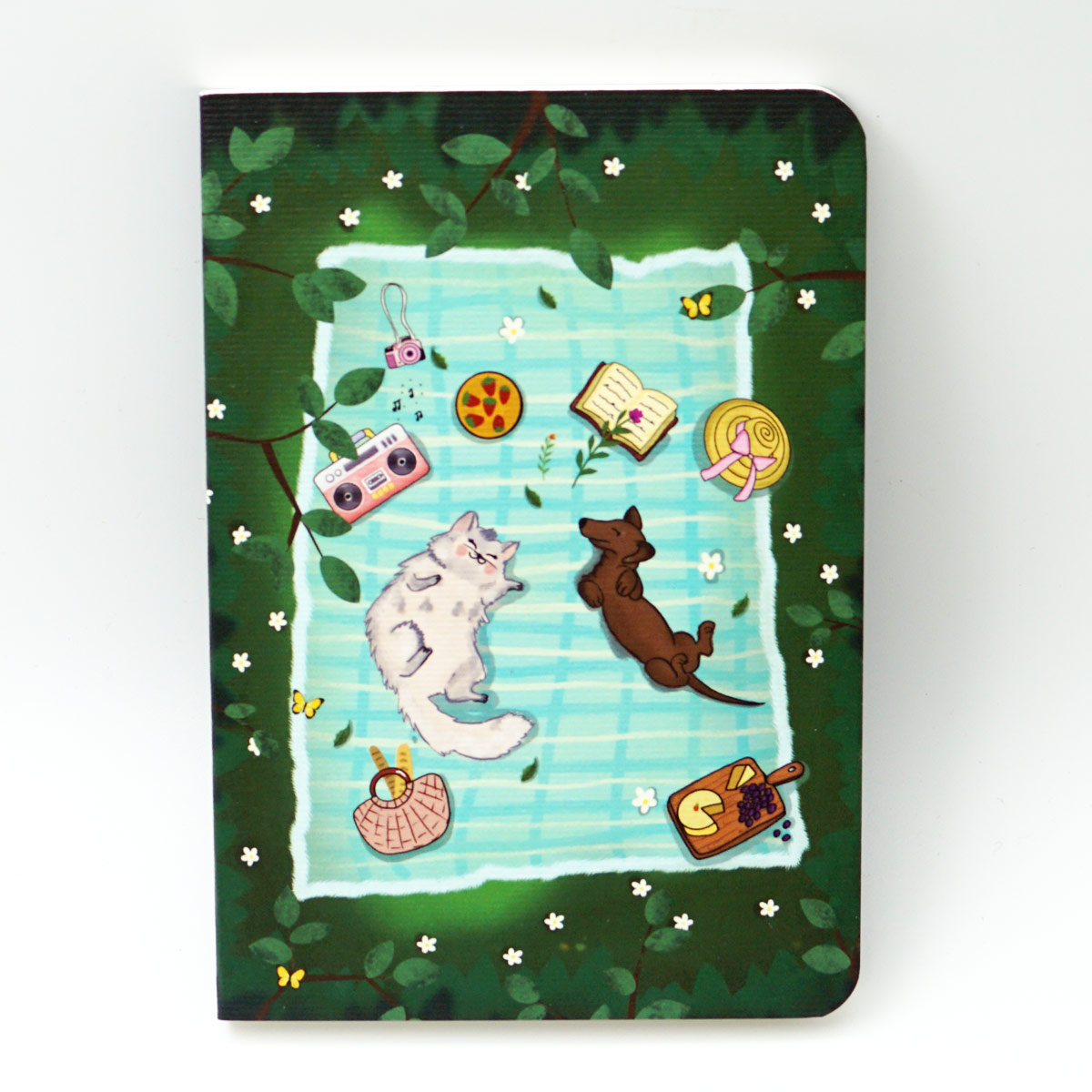 Factor A6 Green Color Kitty and Puppy Design Soft Bound Ruled Notebook 100 GSM With 144 Pages SKU 50218