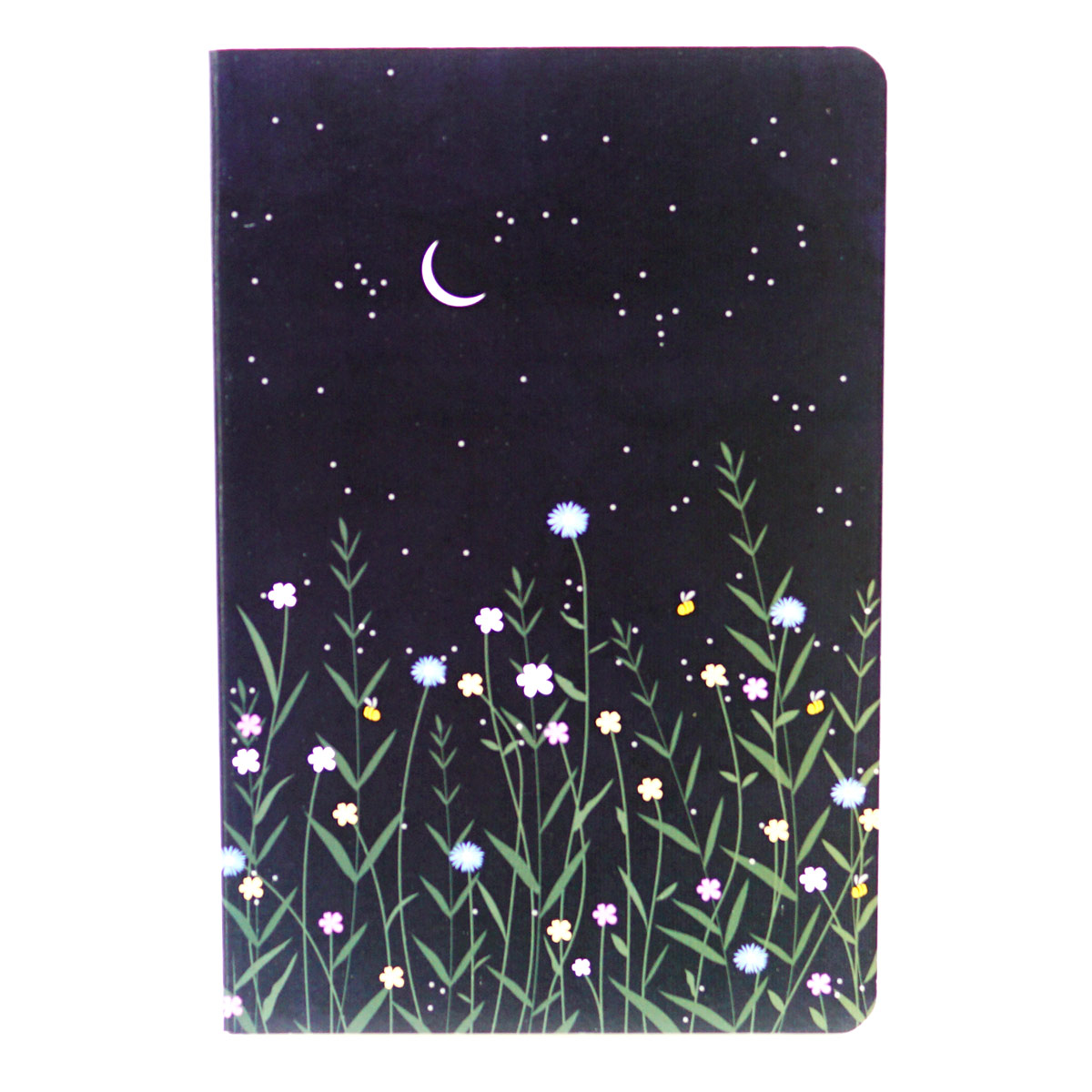 Factor A5 Black Color with Half Moon and Plant Design Soft Bound Ruled Notebook 90 GSM With 160 Pages SKU 50219