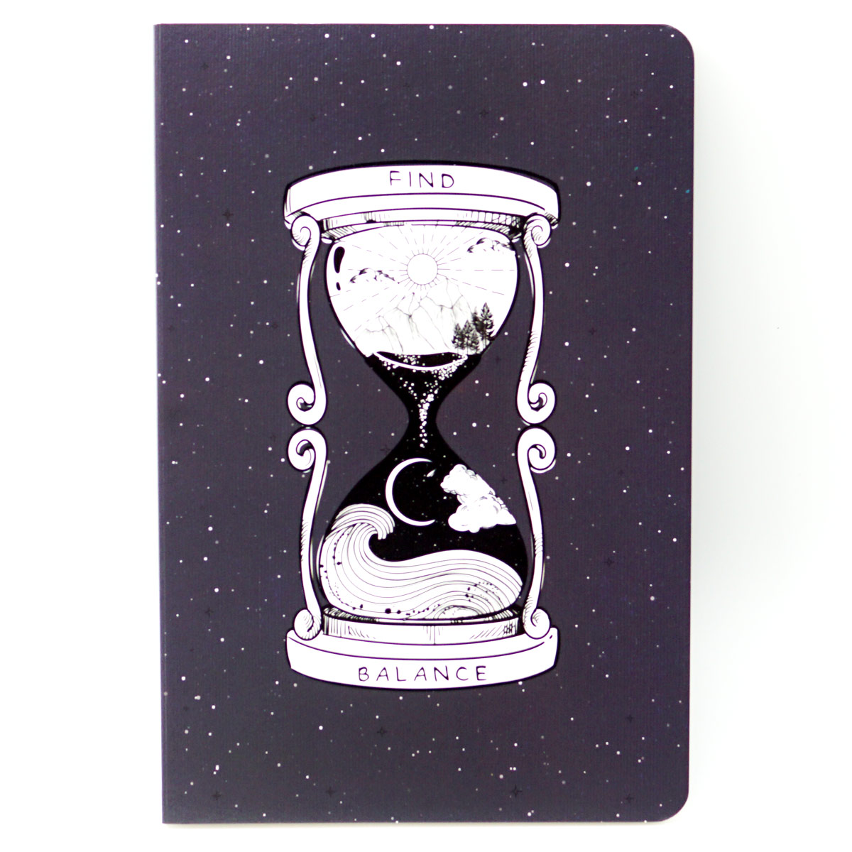 Factor A5 Black Color with Sand Clock Design Soft Bound Ruled Notebook 90 GSM With 160 Pages SKU 50228