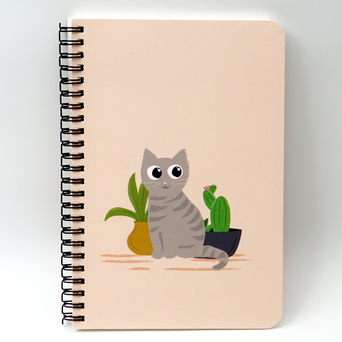 Factor A5 Light Orange Colour With Kitty Design Wiro Soft Bound Unruled Spiral Notebook 100 GSM With 144 Pages SKU 50247
