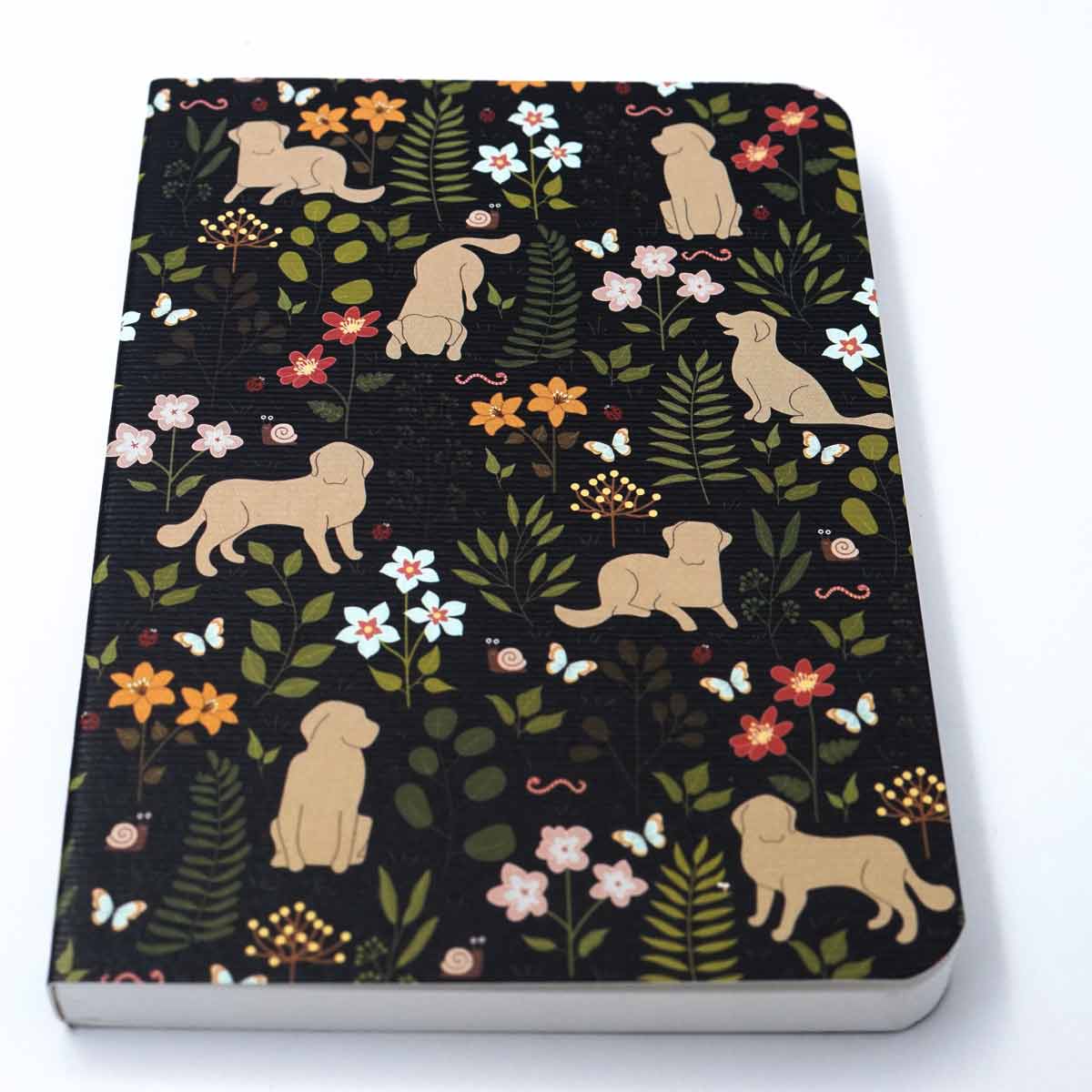 Factor A6 144 Page Black Color With  Dogs And Plants  Design Soft Bound 100Gms Ruled Note Book SKU 50259