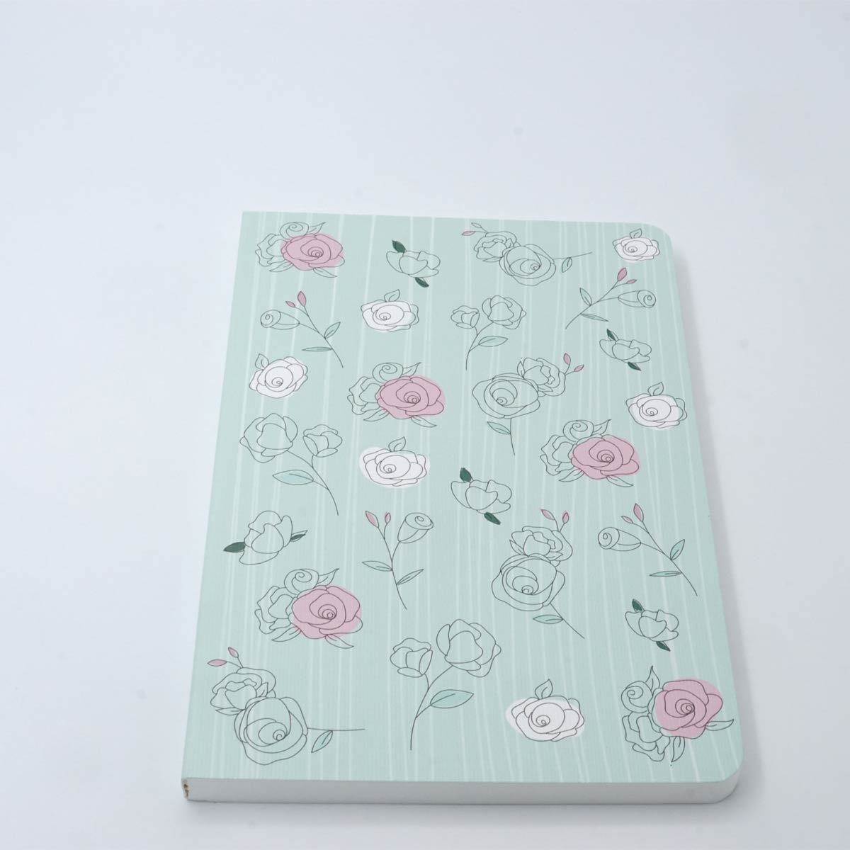 Factor A5 144 Pages Light Green With Rose Design Soft Bound 100 Gsm UnRuled Note Book SKU 50275
