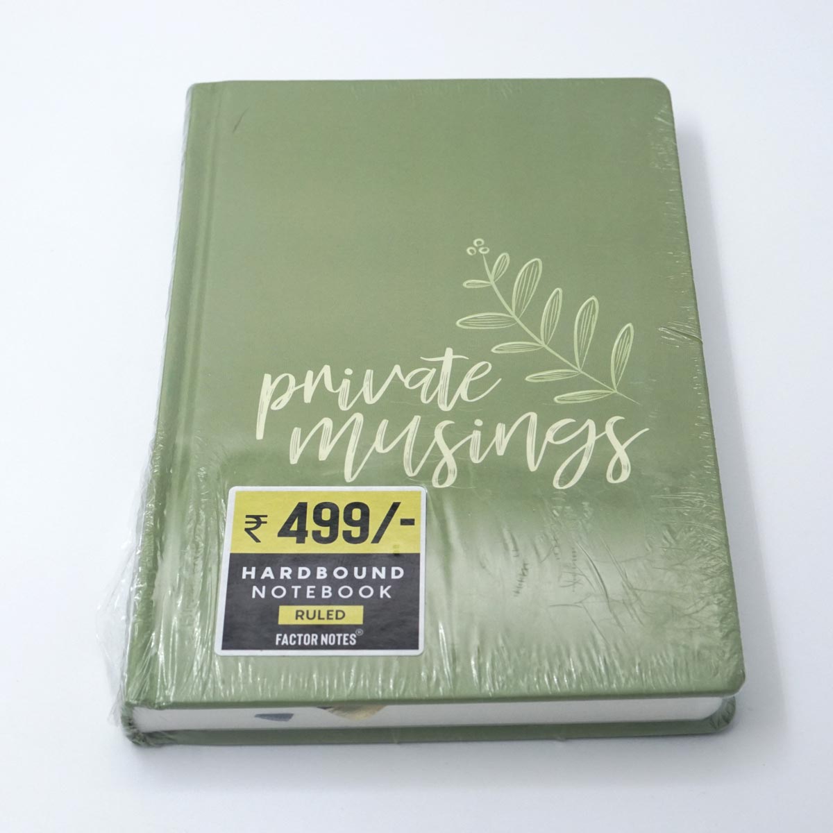 Factor 2102 A5 200 Page Light Green With Private Musings And Leaf Design Soft Bound 100Gms  Ruled Note Book  SKU 50274