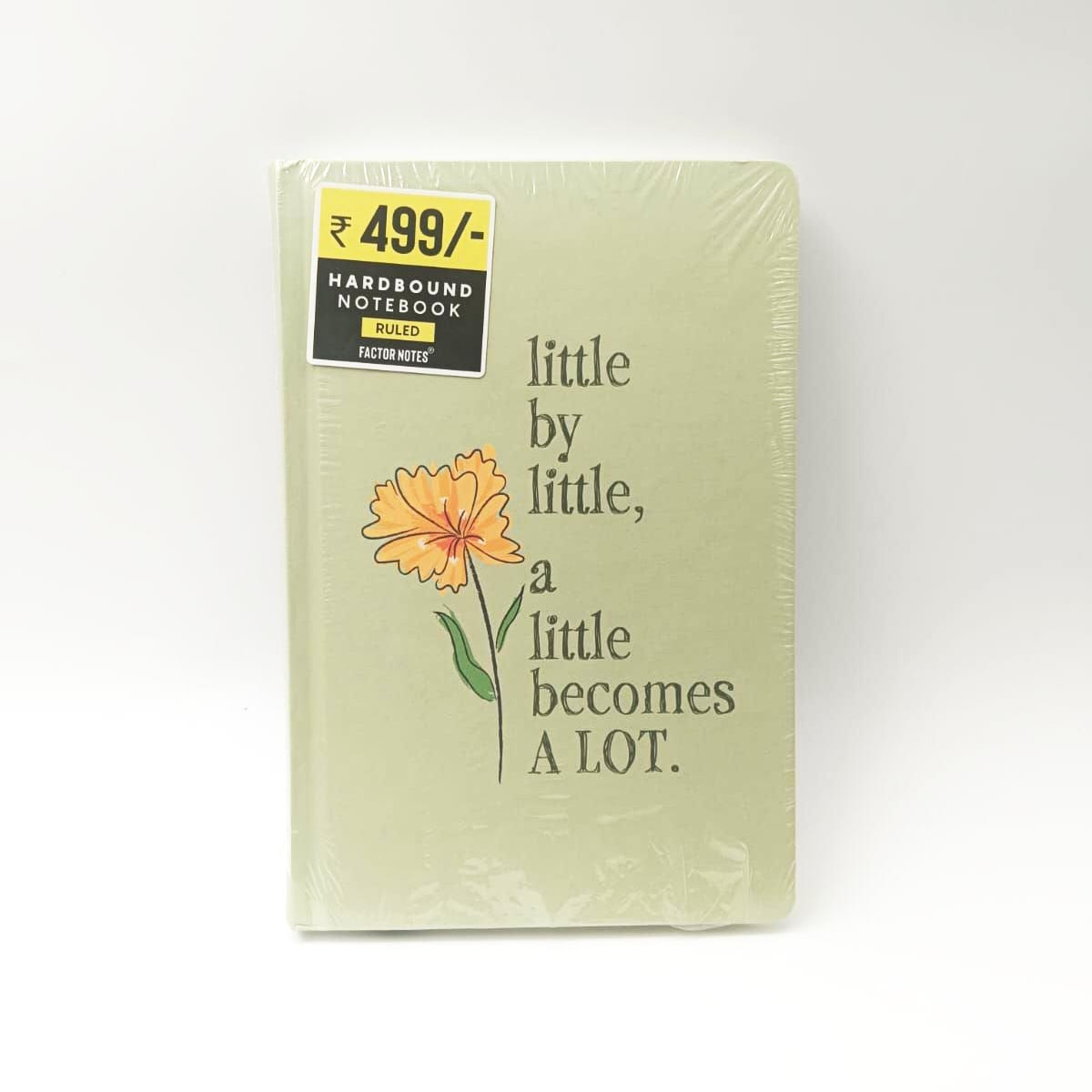 Factor A5 200Pages Green Color Little by little, a little become A Lot Flower Design Ruled Note Book SKU 50306