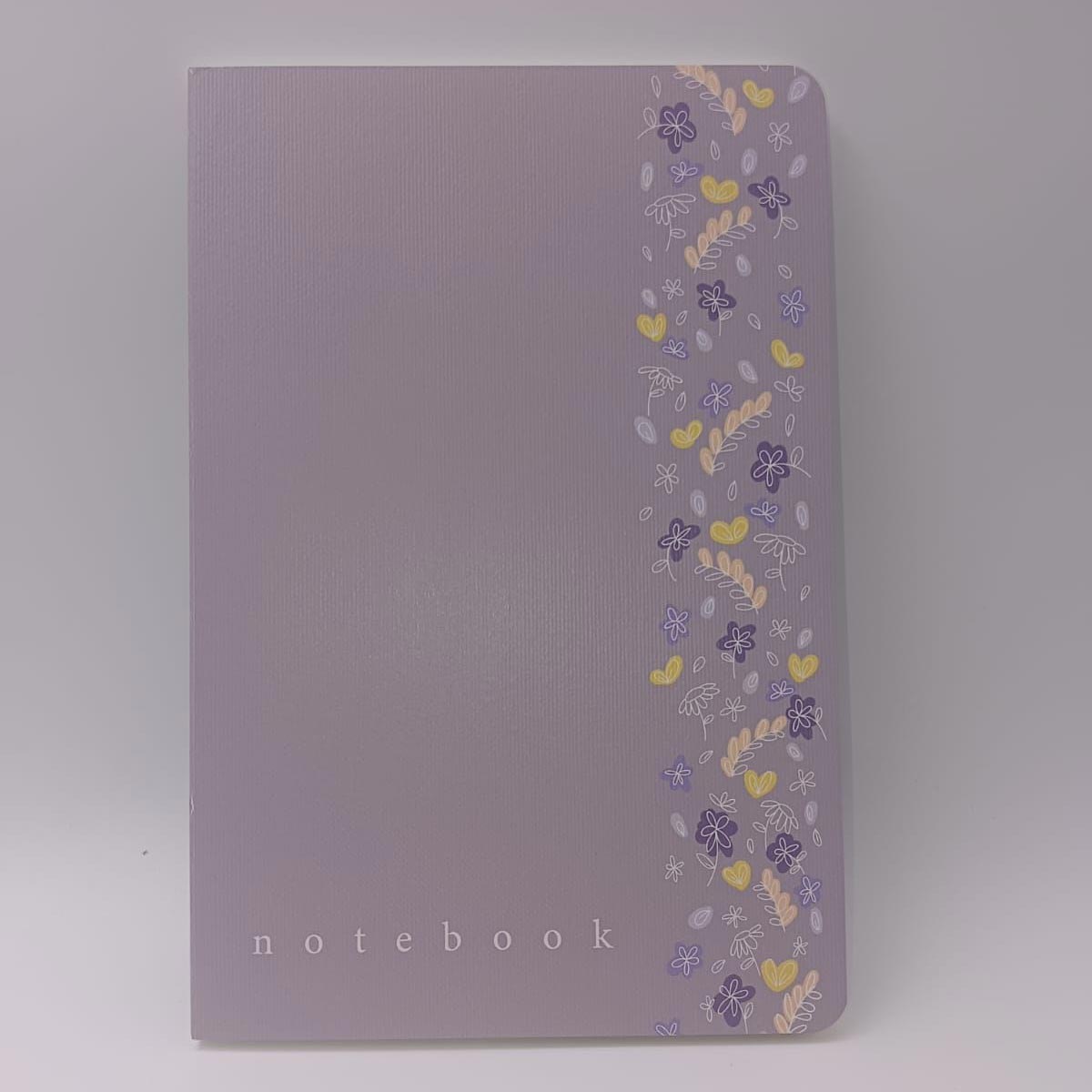 Factor A5 144 Pages Ligth Gery Color With Flower And Leafes  Unruled Note Book SKU 50310