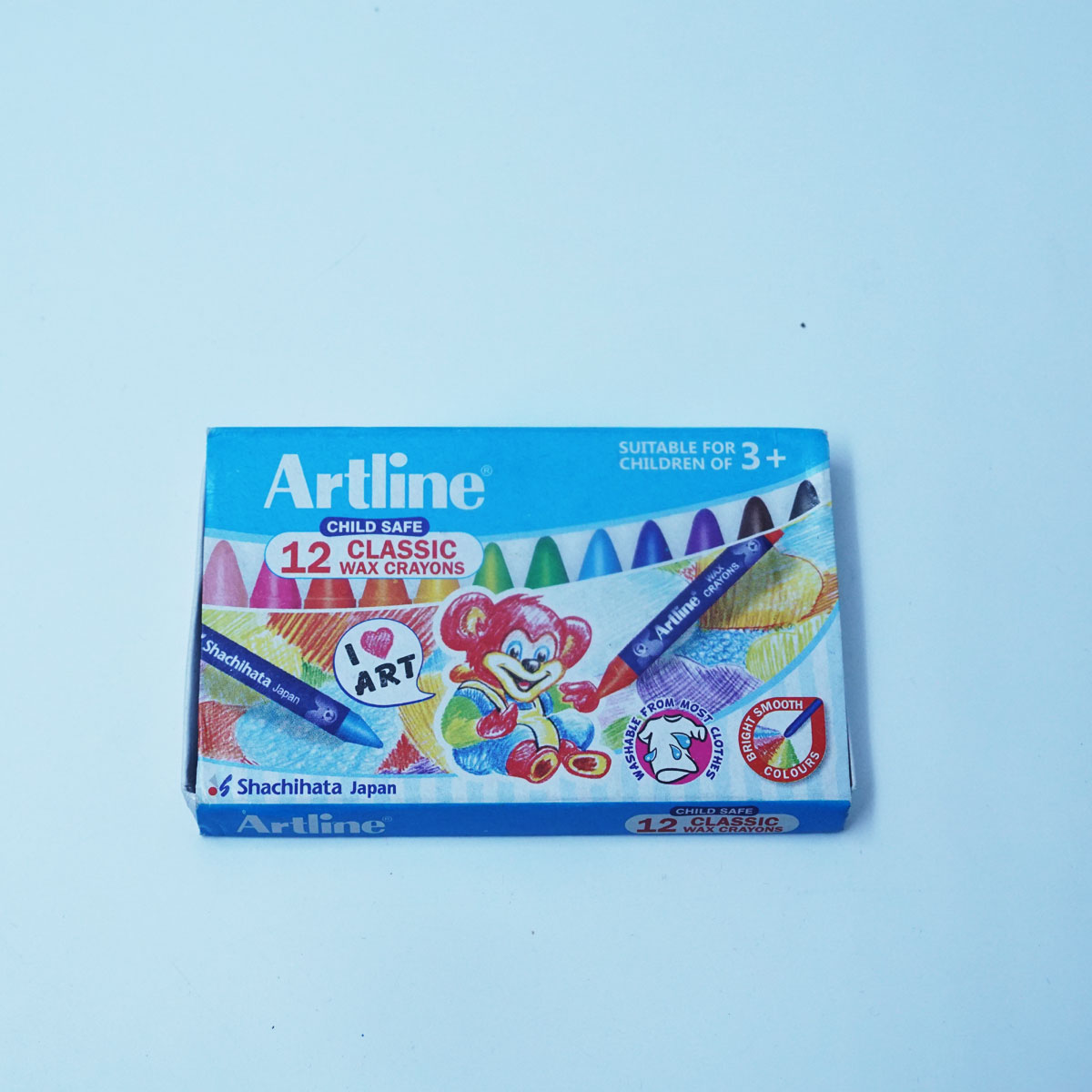 Artline 12 Classic Wax Crayons Bright Colors No Fading And No Smudging helps To Improve Kids artistic ability child-safe SKU 50333