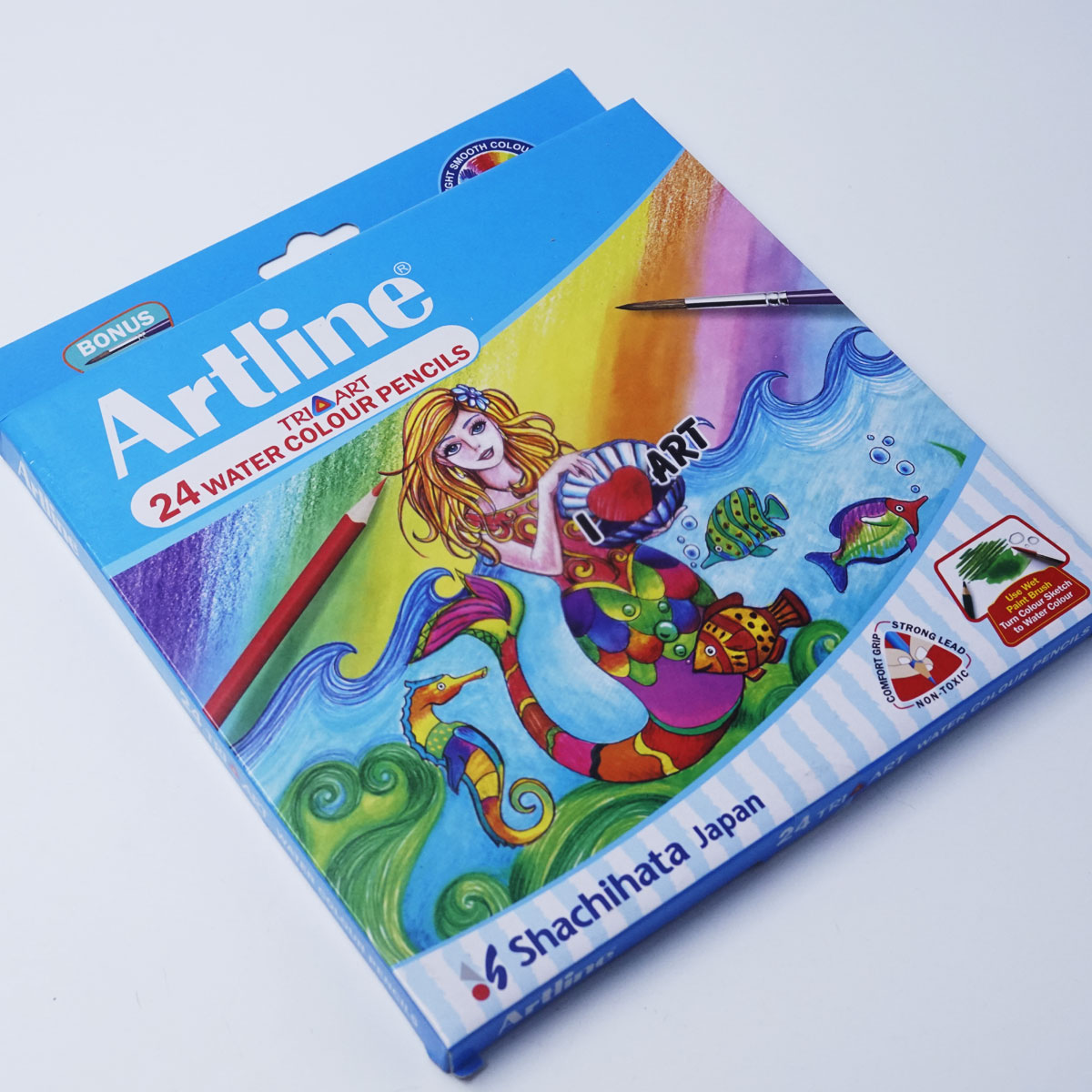 Artline Triart Water Color Pencil Pack of 24  With Brush Child Safe Pencil Comfort Grip Strong Lead  SKU 50347