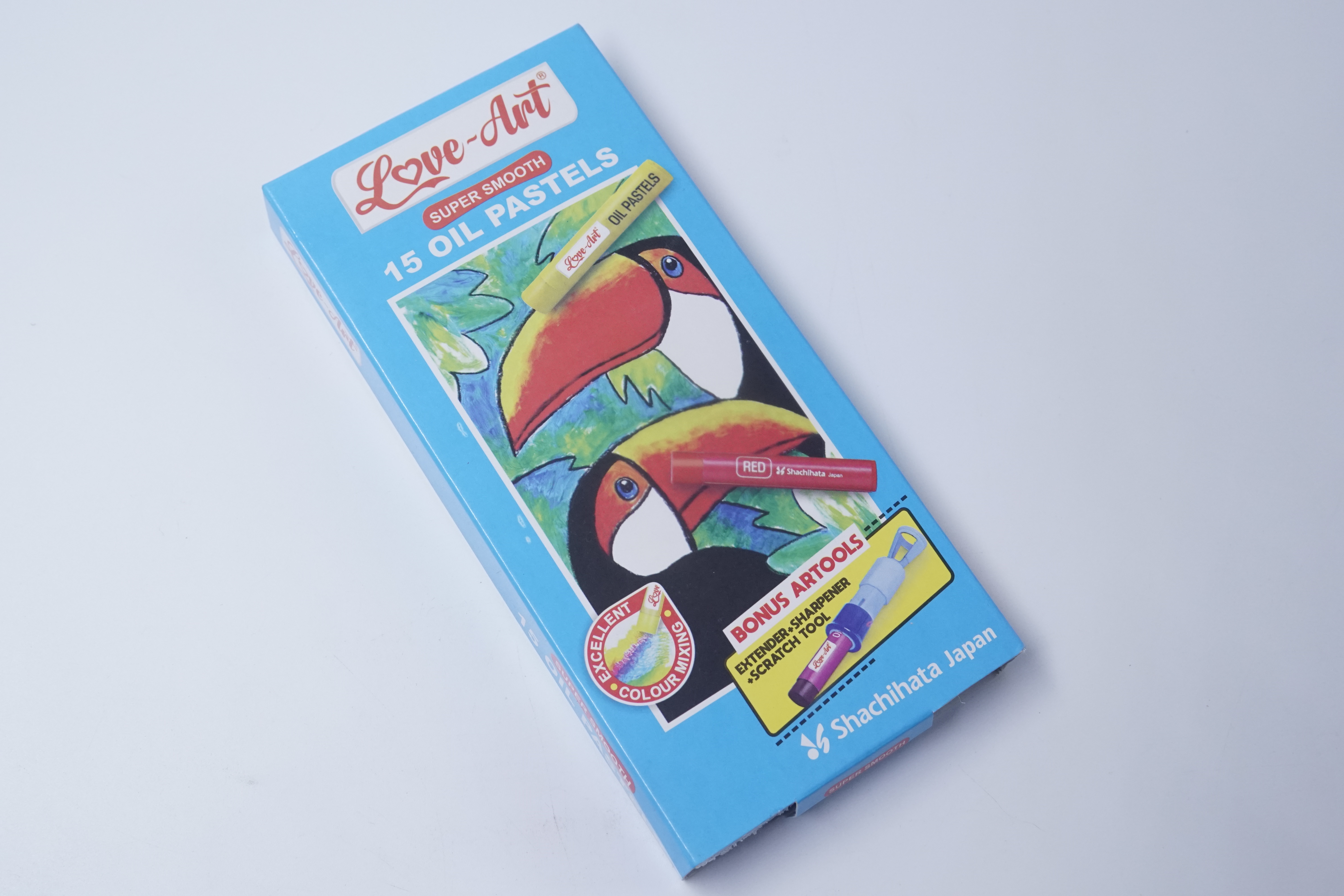 Artline Oil pastels 15 Shades Super Smooth and easy to apply ideal for color mixing, Tinting. Itinting Shading And Creatring texture Extenderr +Sharpener + Scaratch tool SKU 50349