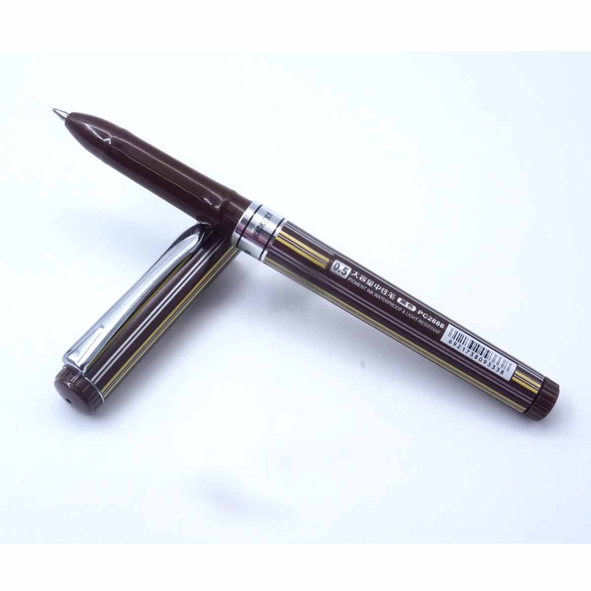 Baoke 2888 Brown With Yellow Color Body Black Writing Gel Pen 50407
