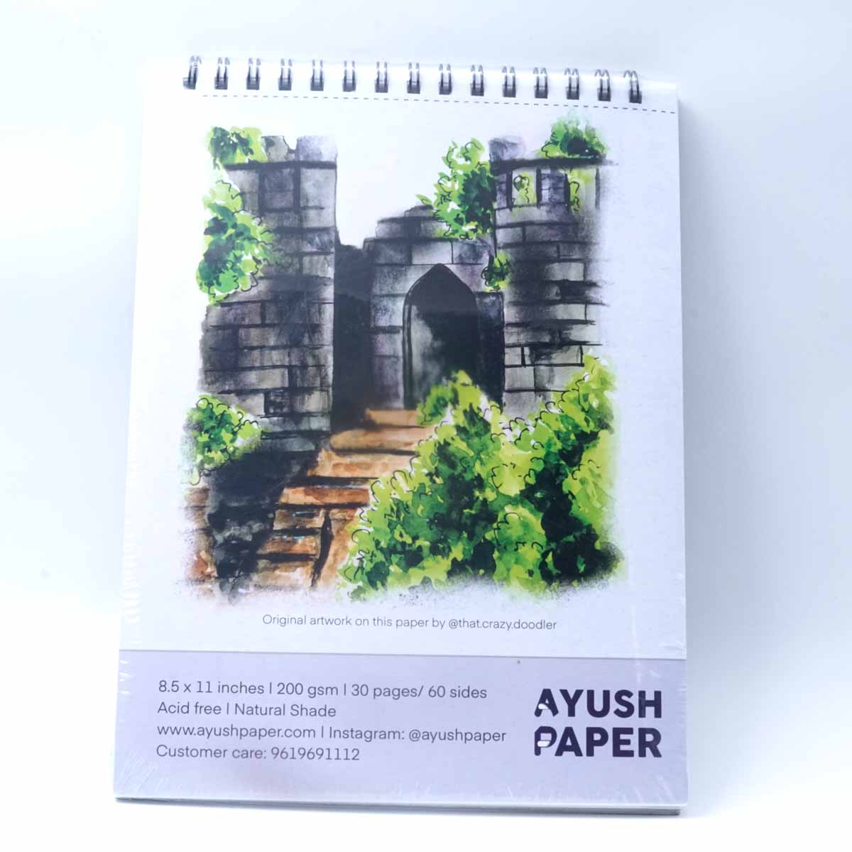Ayush Paper Sketch Book A4 White Wiro 200GSM SKU 51037