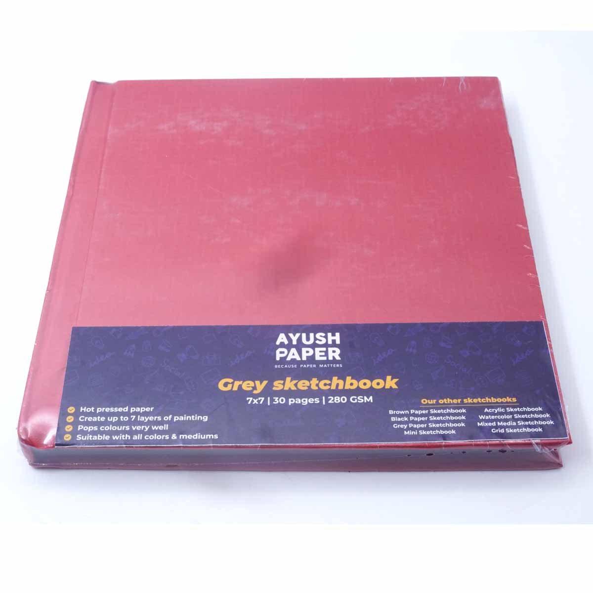 Ayush Paper Grey Sketch Book 7*7 Hardbound SKU 51042