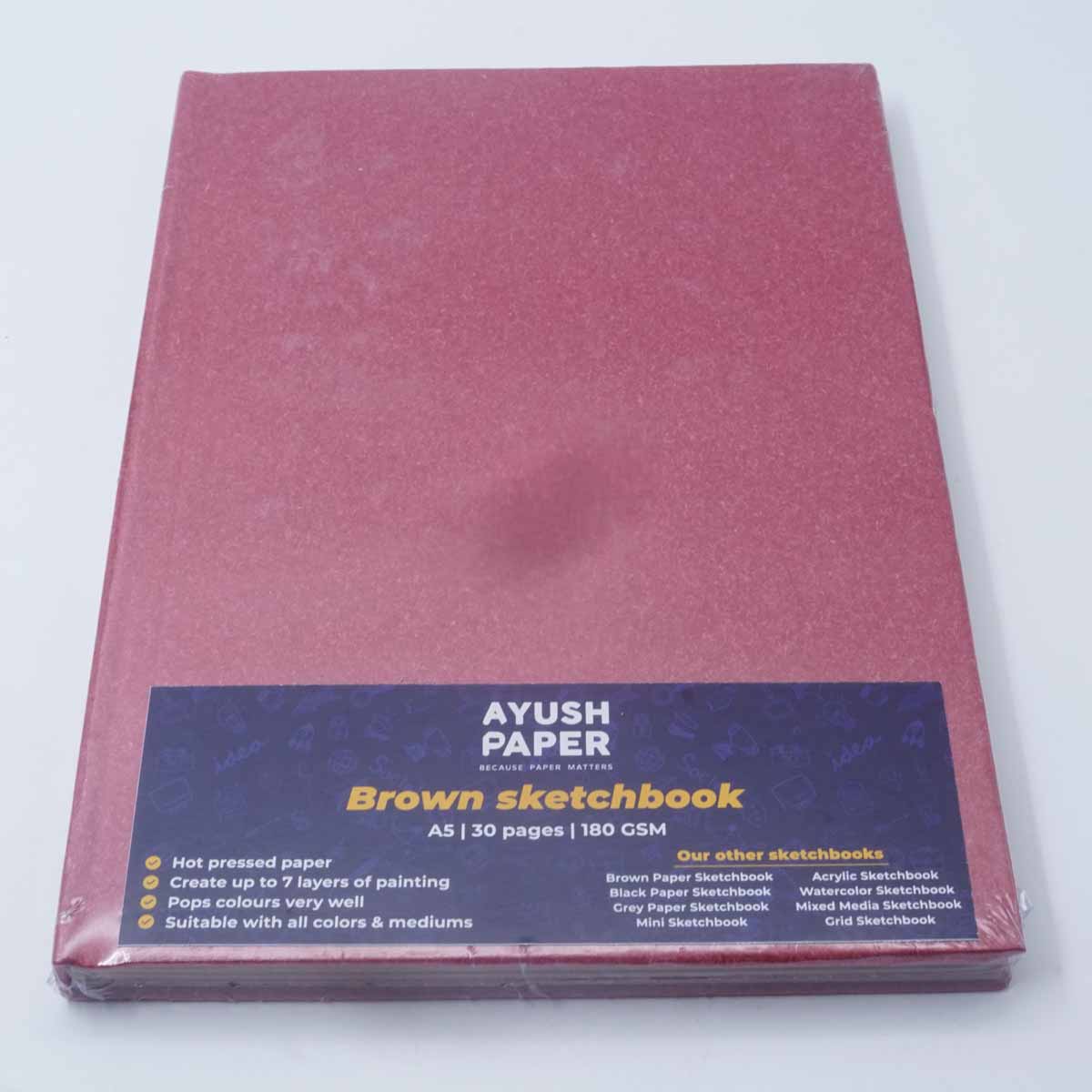 Ayush Paper Brown sketch Book A5 Hardbound SKU 51046