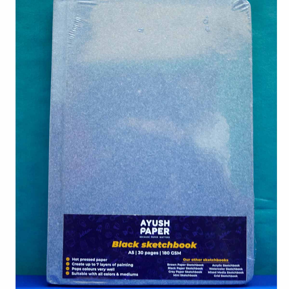 Ayush PAyush Paperer Black Sketch Book A5 Hardbound 30PGS/200GSM SKU 51073