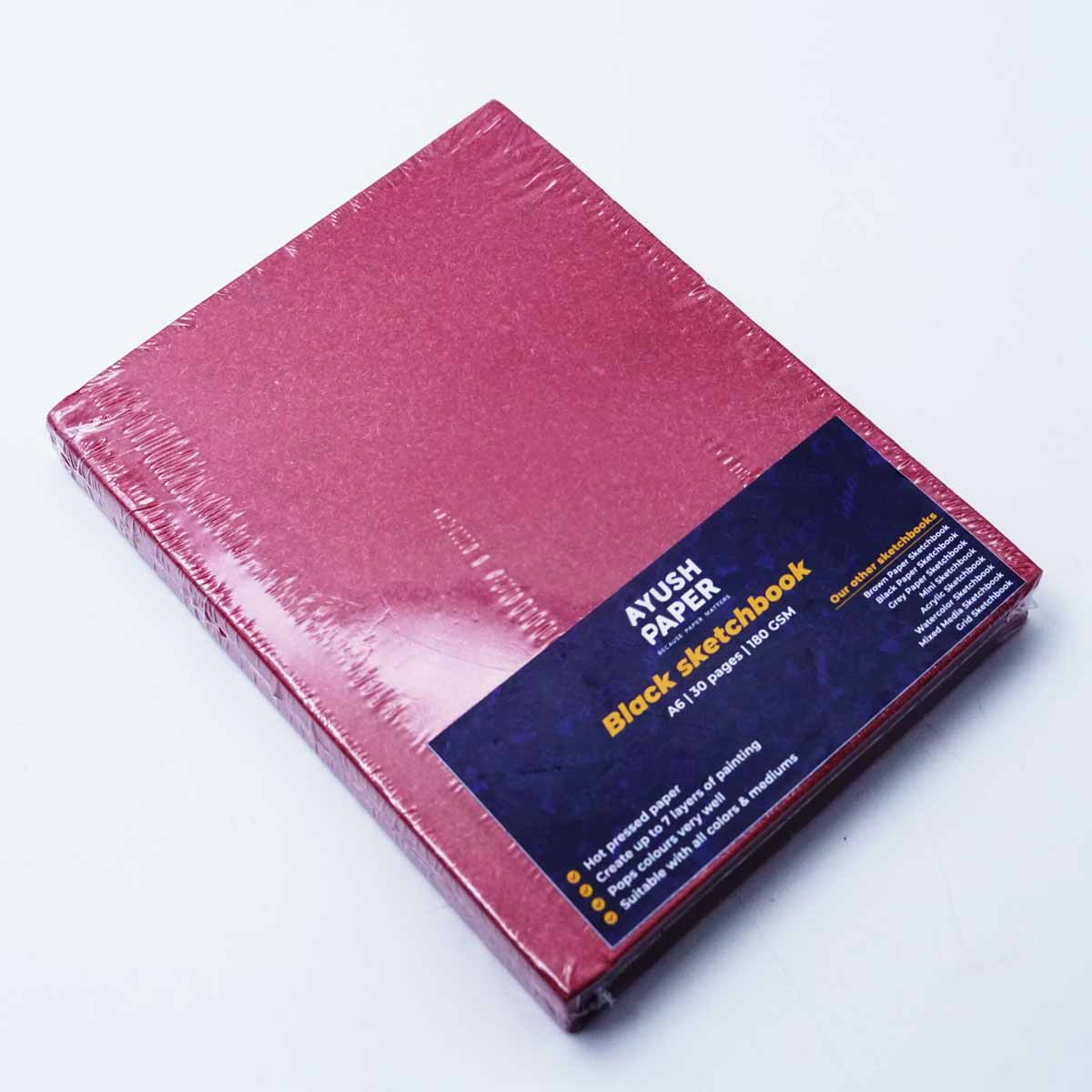 Ayush PAyush Paperer Black Sketch Book A6 Hardbound 30PGS/200GSM SKU 51076