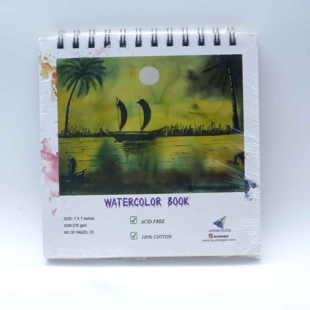 Ayush Paper Water colour 7*7 wiro 20PGS/270GSM SKU 51085