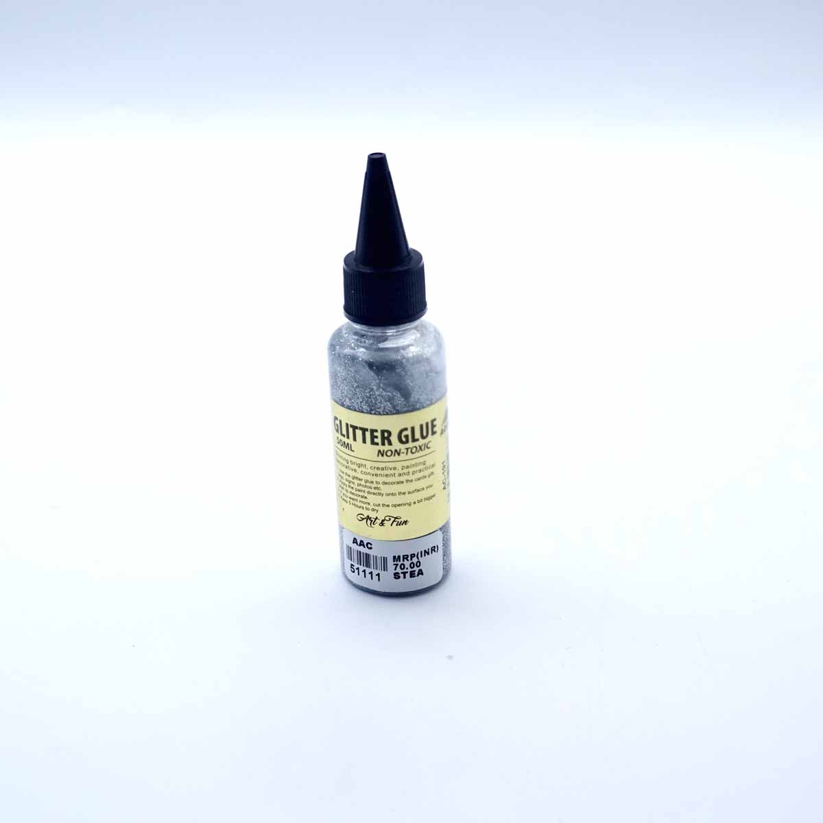AAC Glitter Glue Round Small 50ml Silver Color SKU 51111