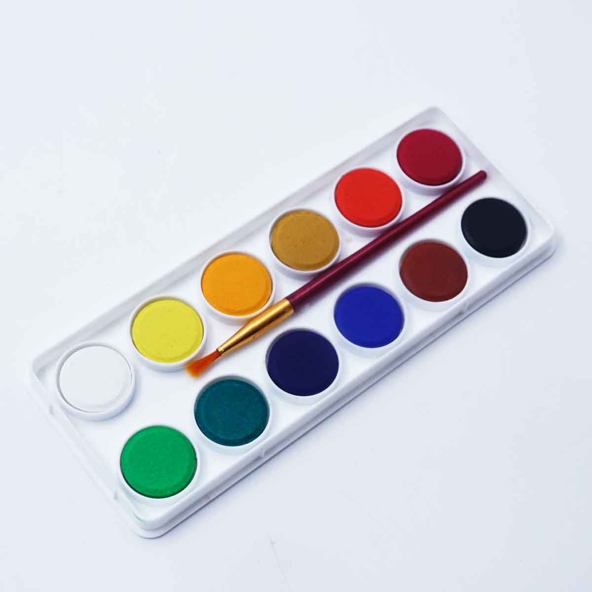 Camilin Water Colors Cakes 12 Shades with Brush Smooth Color for Transparent Effect  SKU 51230