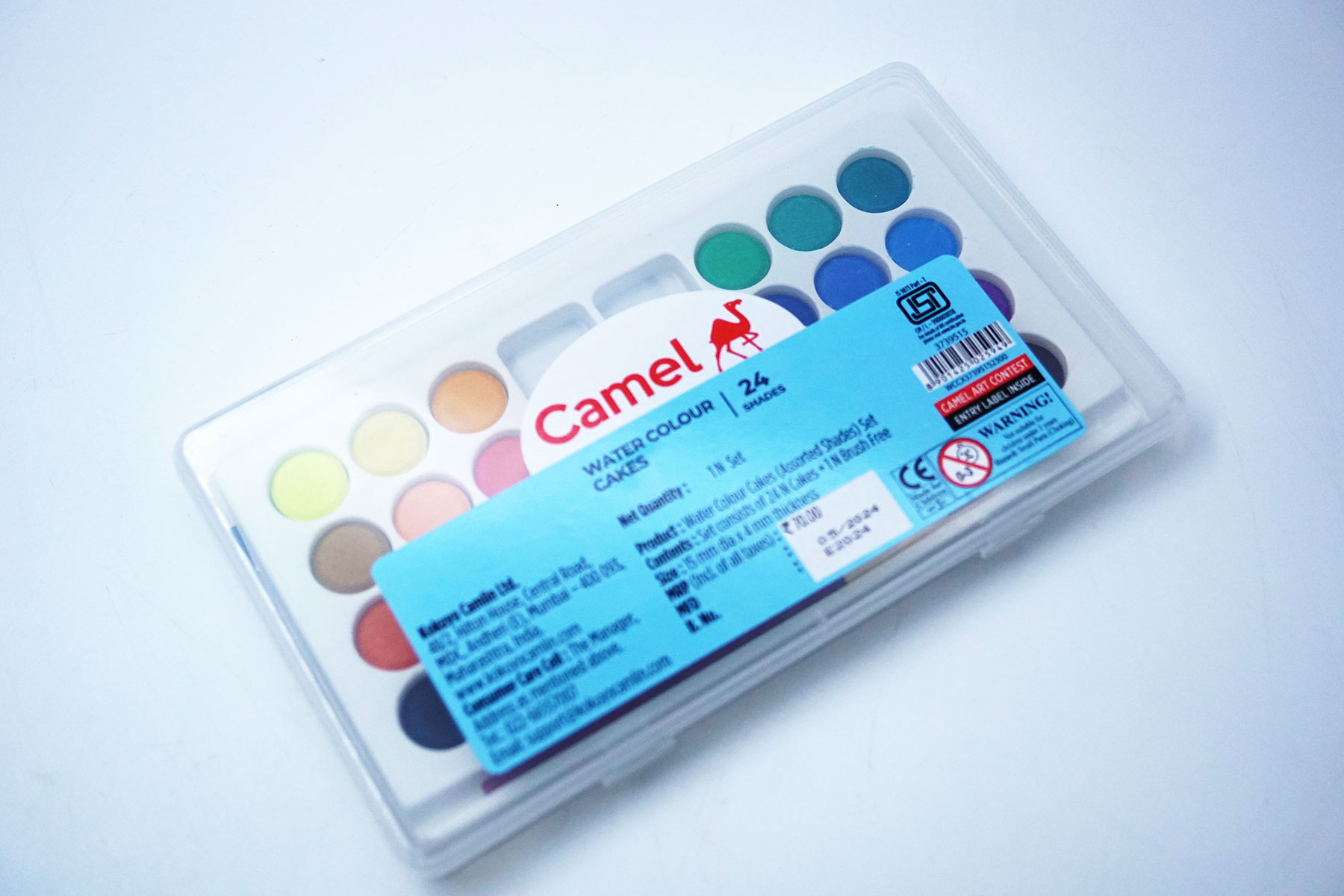 Camlin Water Colour Cakes 24 Shades +1 Brush Free SKU 51380