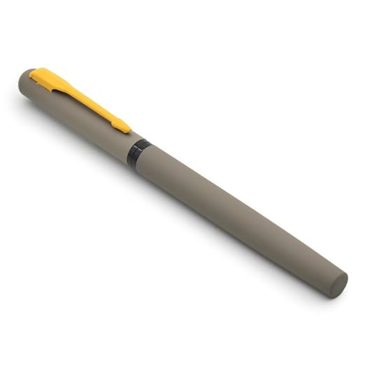 Penhouse.in Ash Color Body Fine Tip Yellow Clip Black Trim And Grip Converter Type Fountain Pen SKU 26242