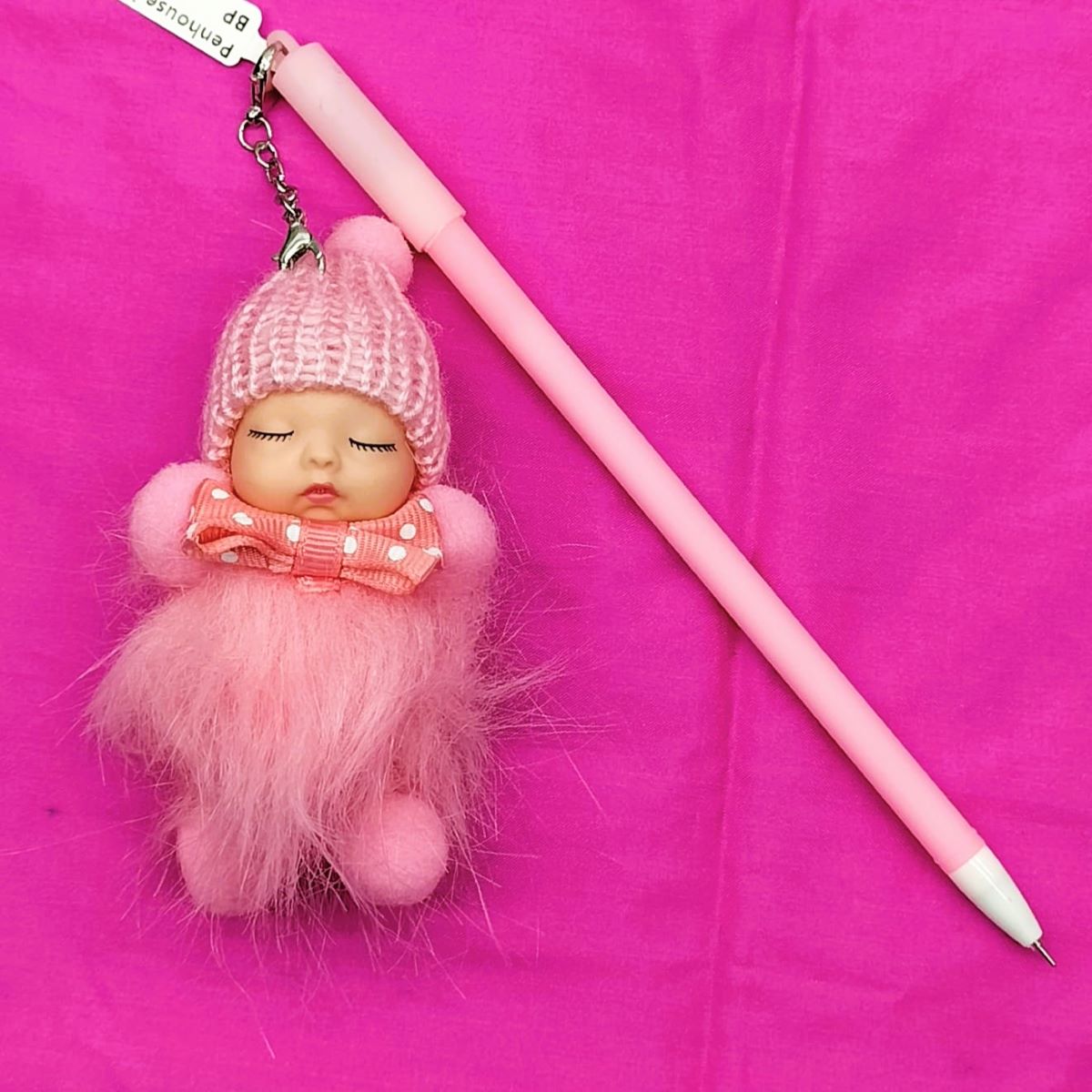 penhouse.in Pink Color Jel Pen With Pink Color Baby Doll Key chain SKU 51690