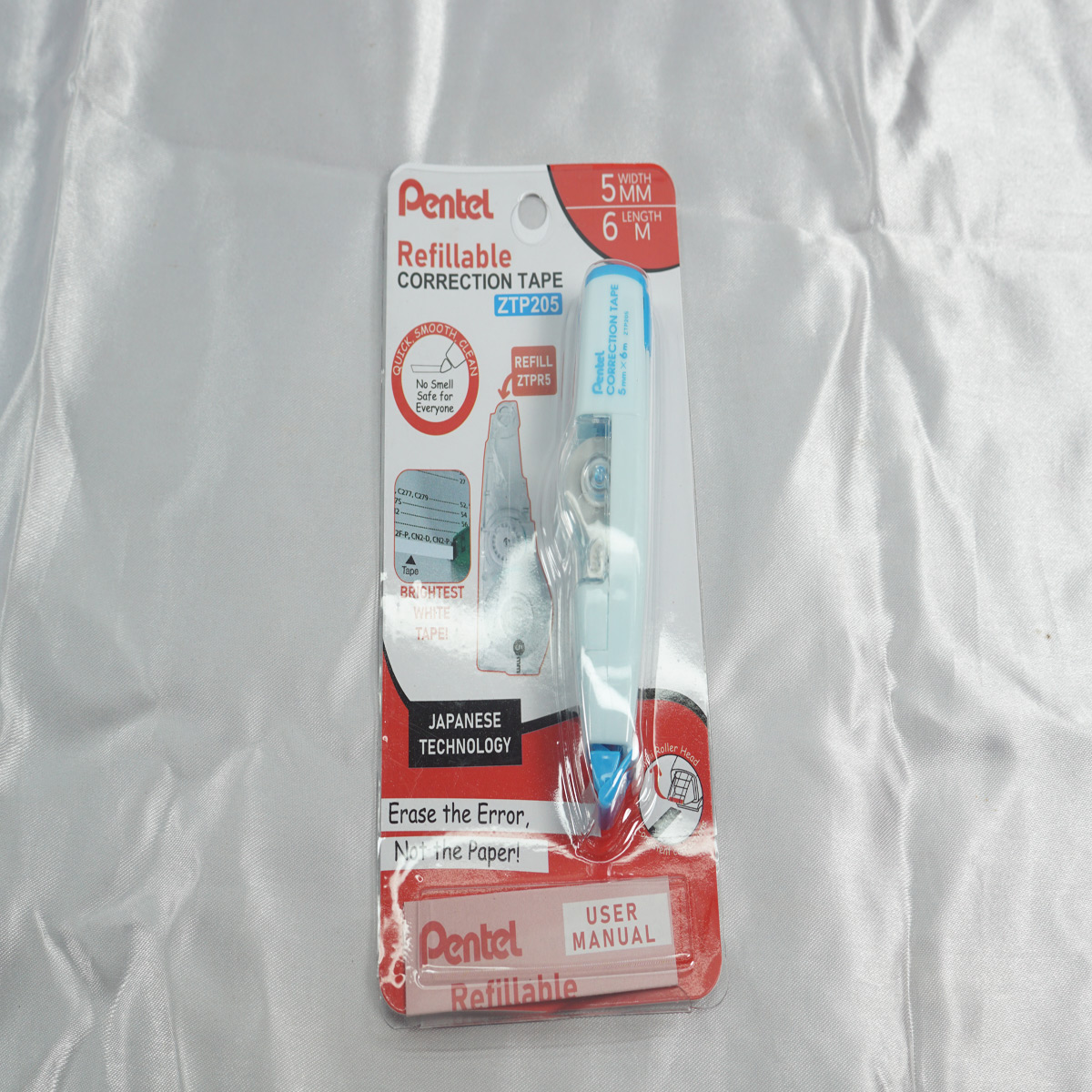 Pentel Refillable Correction Tape ZTP205 Blue Color SKU 51883
